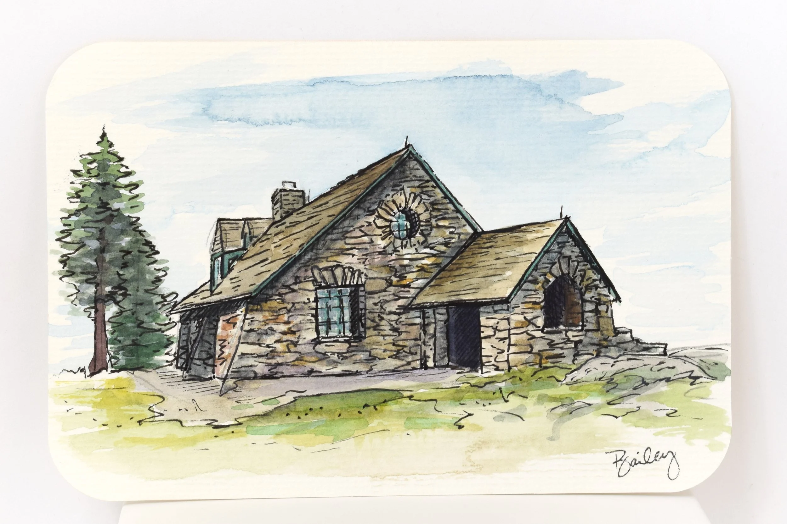 Vista House - Mount Spokane - 4"x6" Watercolor Postcard - AVAILABLE