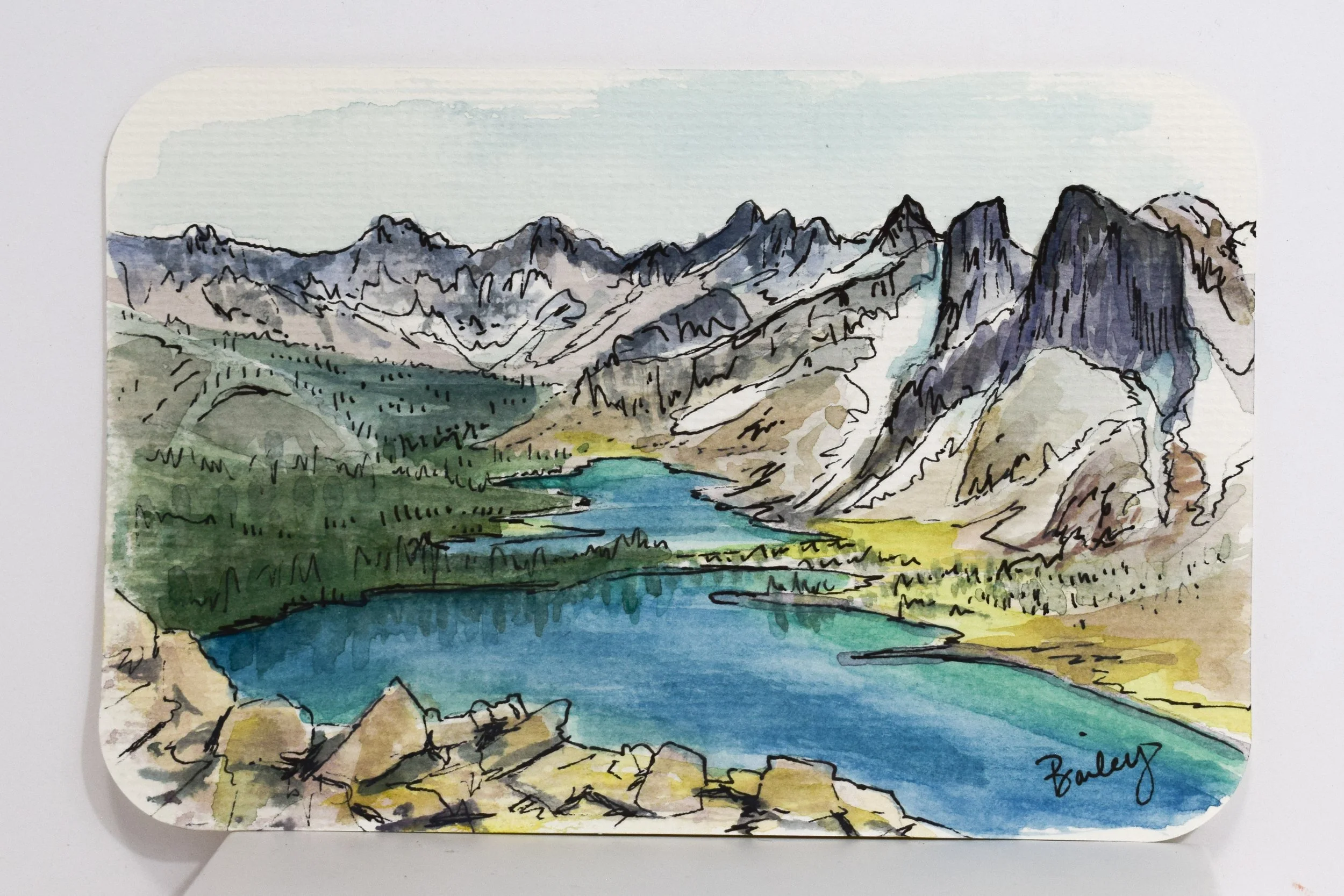 Snowyside Pass - Sawtooth Mountains  - 4"x6" Watercolor Postcard - AVAILABLE