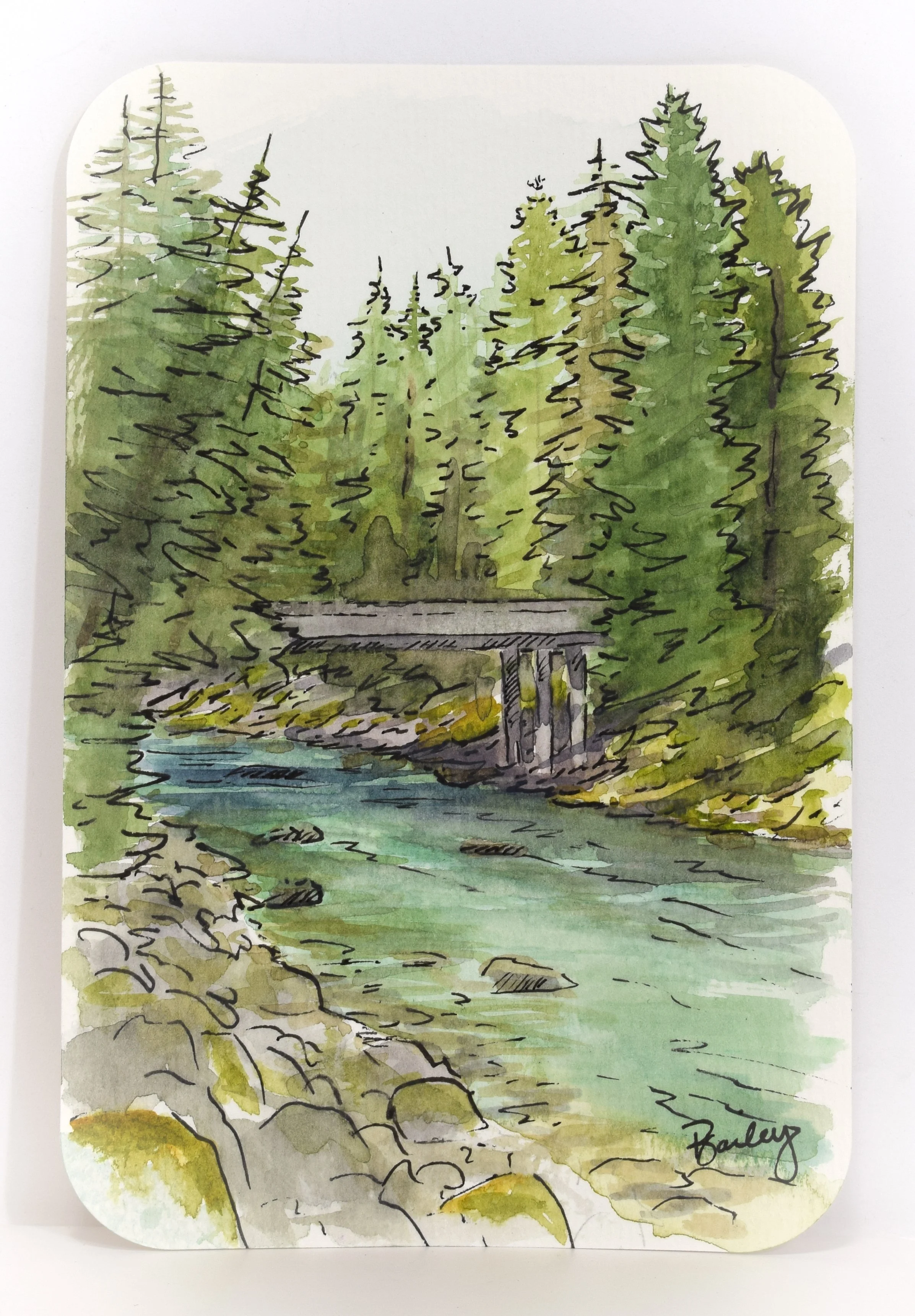 Nooksack River - Washington - 4"x6" Watercolor Postcard - AVAILABLE