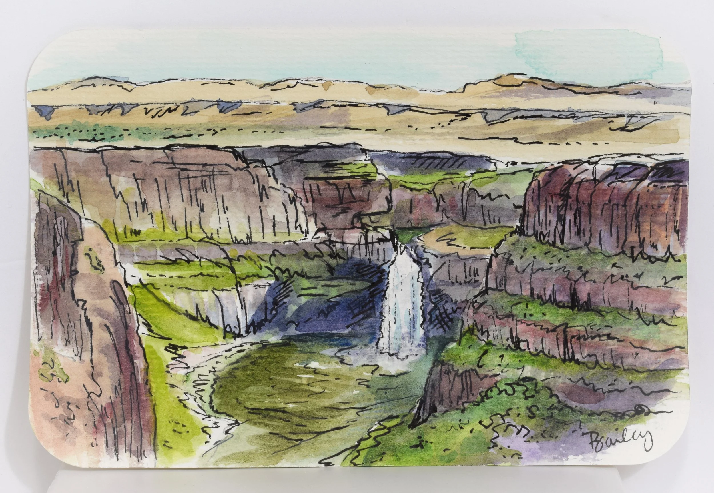 Palouse Falls - Washington - 4"x6" Watercolor Postcard - AVAILABLE