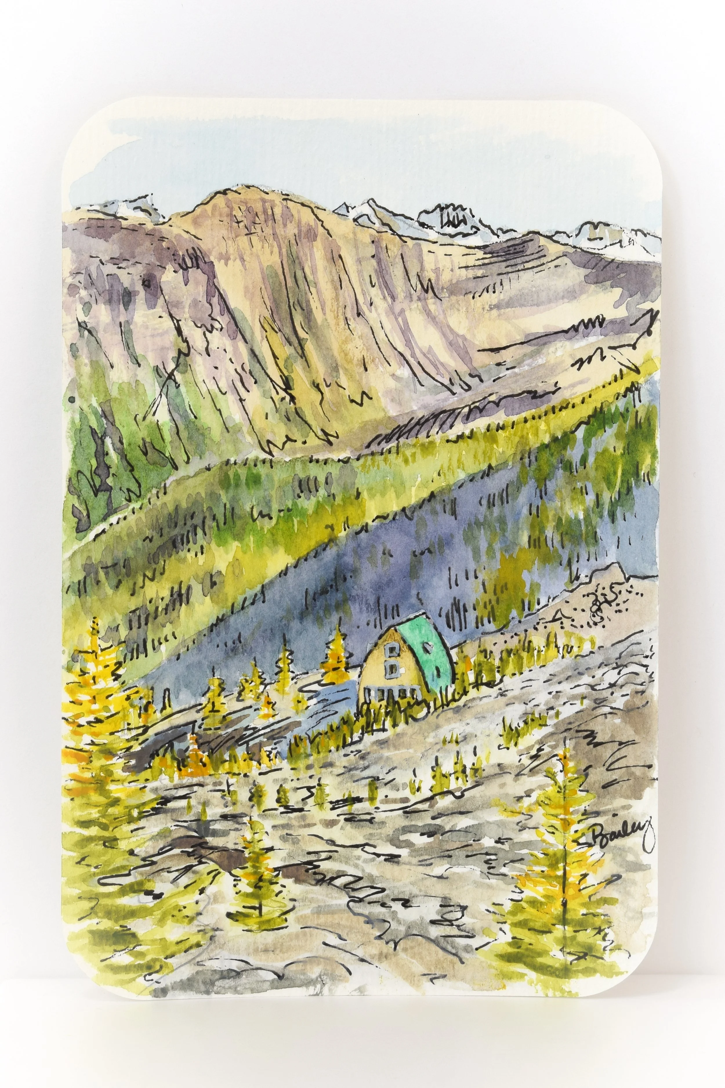 Conrad Kain Hut - Bugaboos, British Columbia - 4"x6" Watercolor Postcard - AVAILABLE