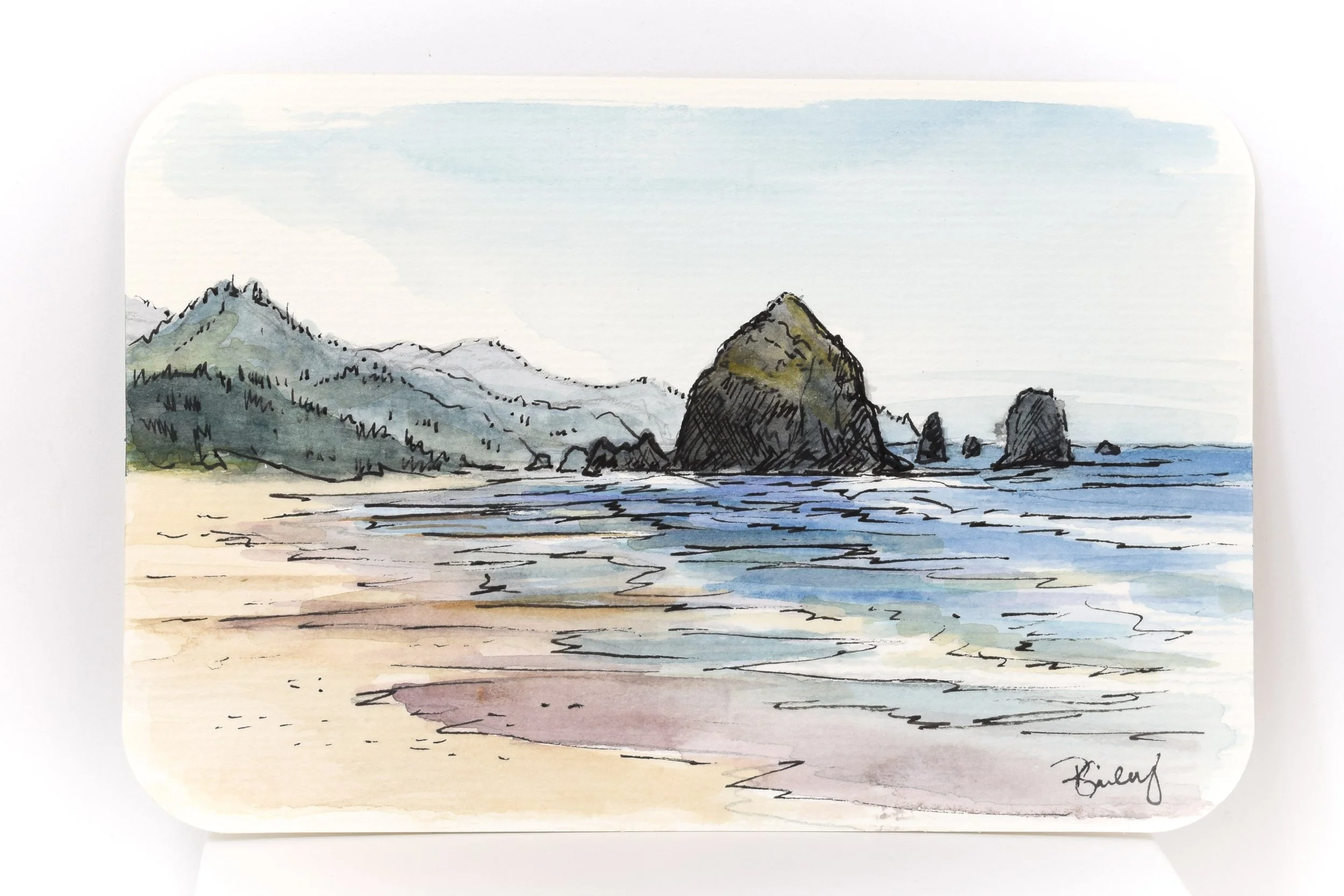 Cannon Beach- Oregon Coast - 4"x6" Watercolor Postcard - AVAILABLE