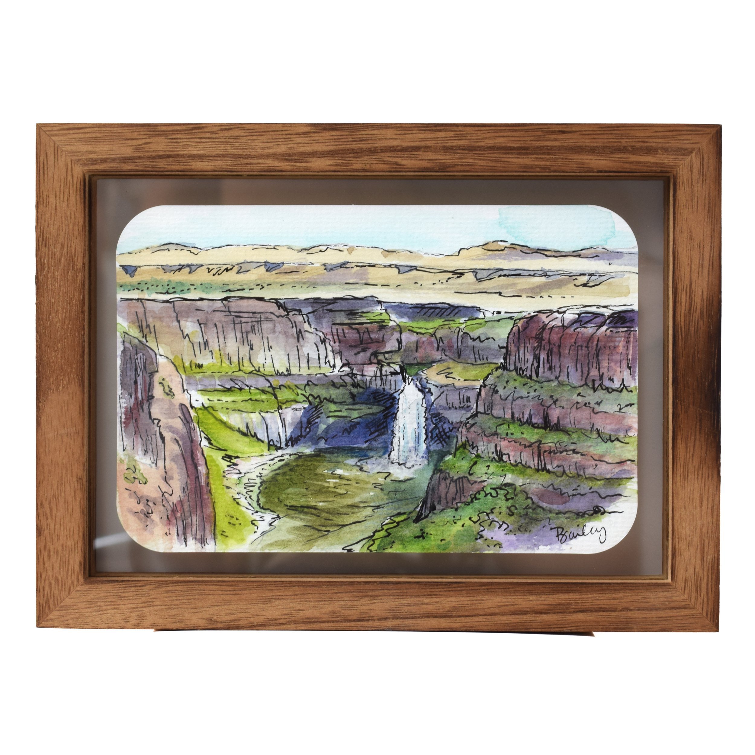 Palouse Falls - Plein Air | 4"x6" Framed Watercolor | $90