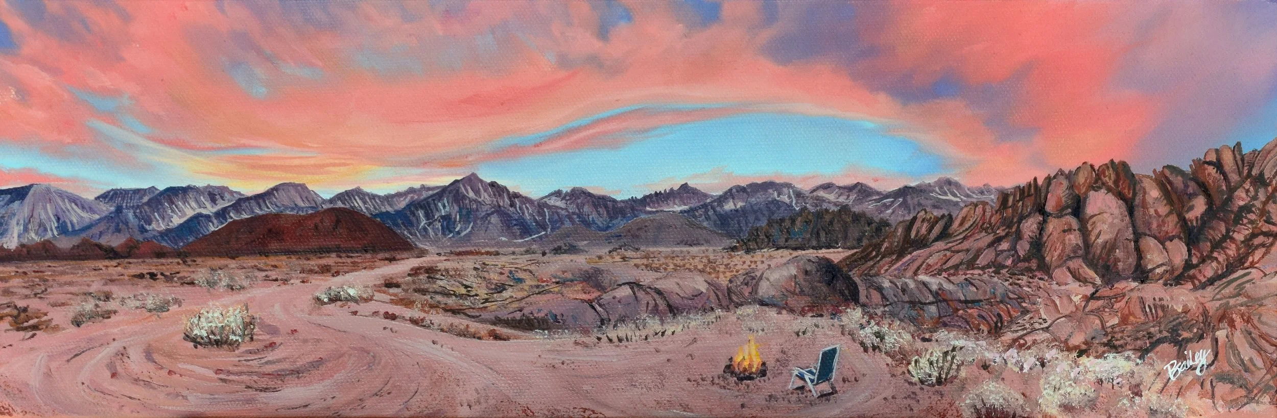 36.600020˚ N, 118.103716˚ W - Alabama Hills, Inyo County - 6"x18" Oil on Canvas - SOLD