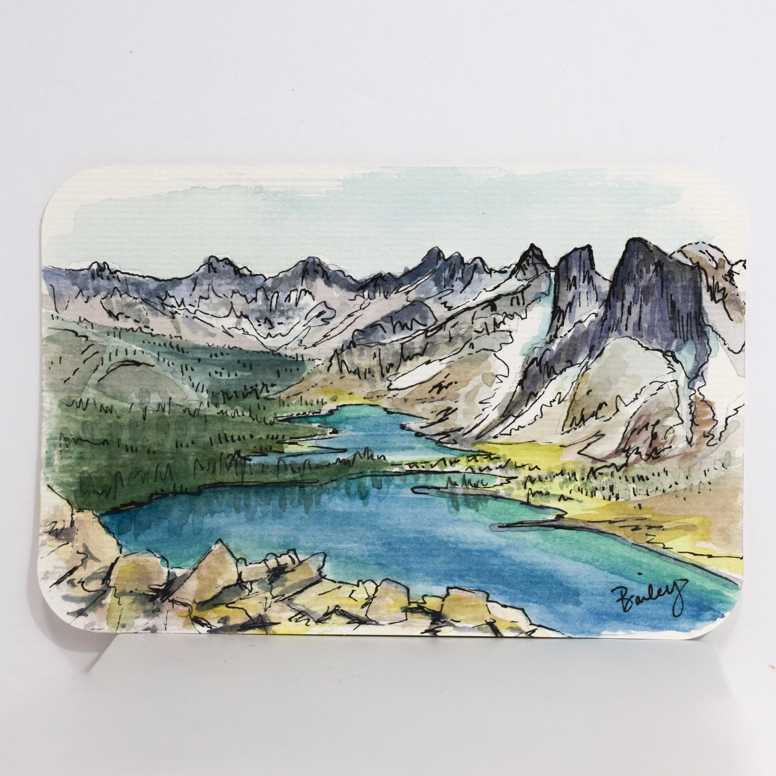 Snowside Pass Watercolor Postcard