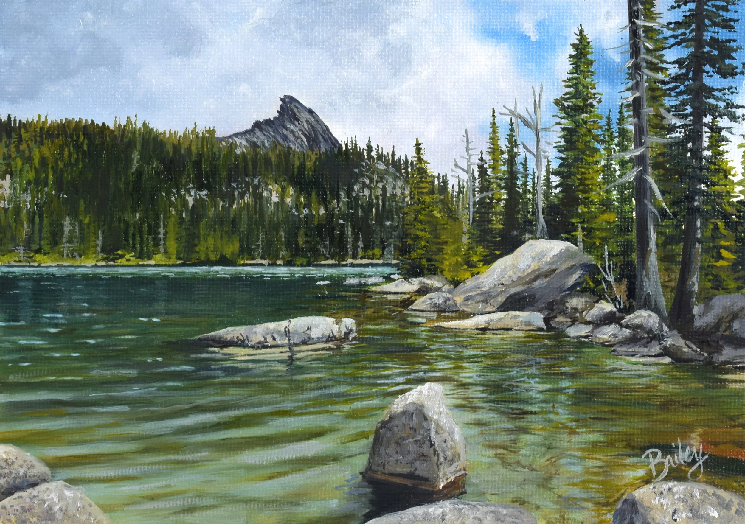 Fluid Reflections - Harrison Lake, Idaho - 5"x7" Oil on Panel - SOLD