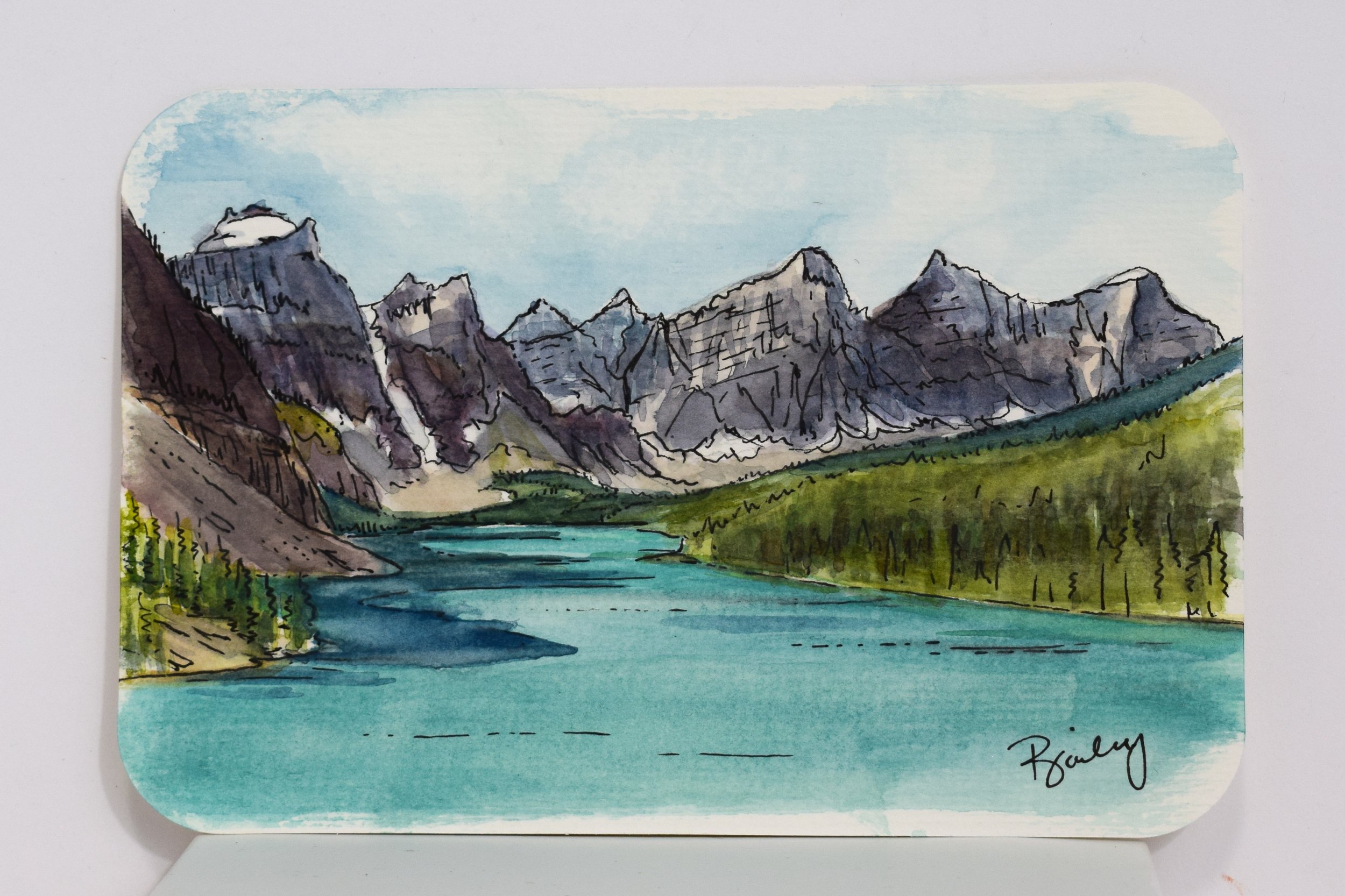 Moraine Lake - Banff National Park - 4"x6" Watercolor Postcard - AVAILABLE
