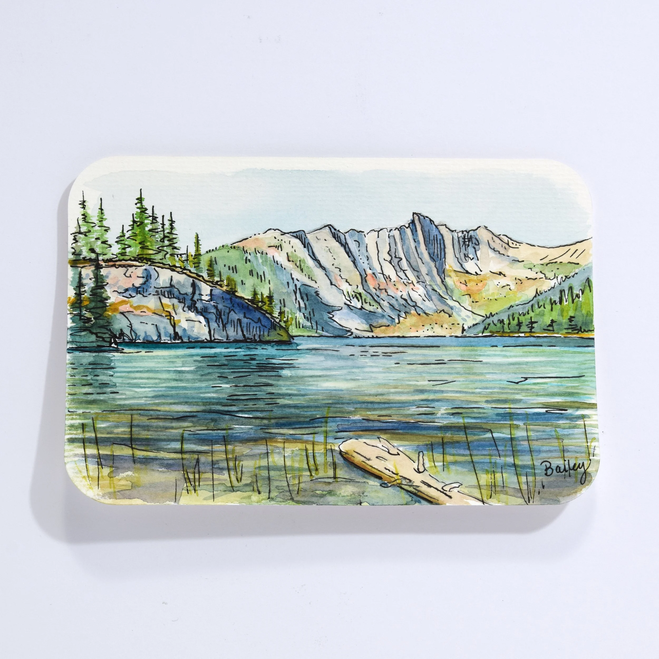 Wanless Lake Watercolor Postcard