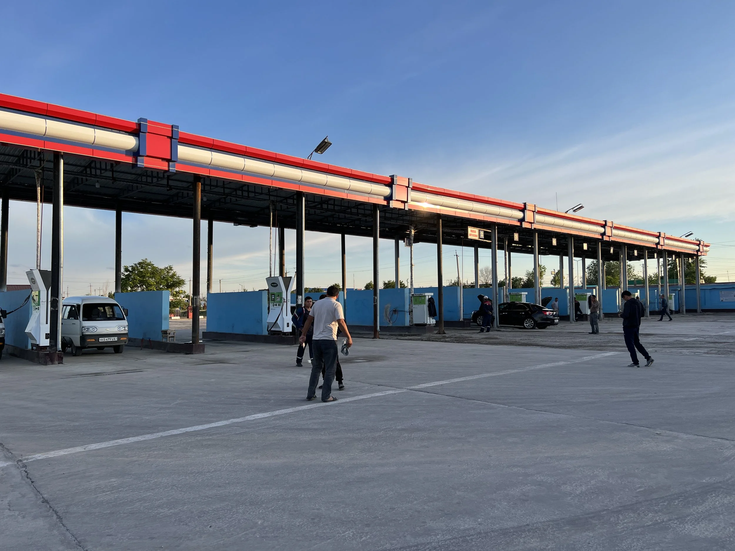 Gas Station with Concrete Barriers