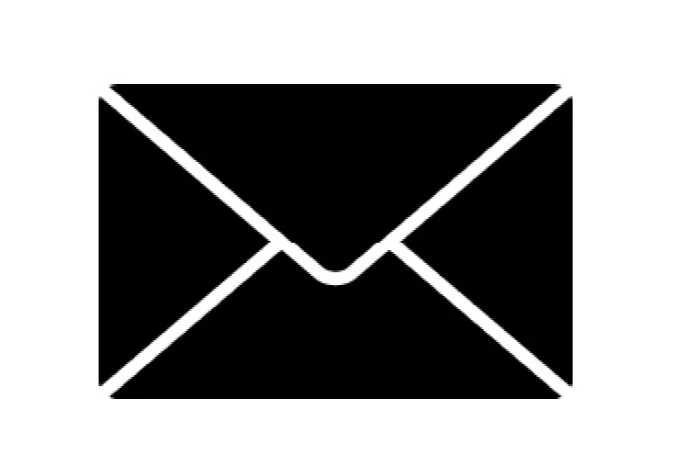 Icon of an envelope in black and white.