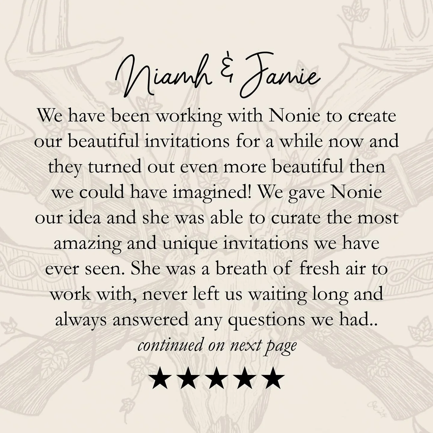 I know I say it all the time, but receiving reviews like this make my day 🥹 I love what I do and I work really hard to create unique pieces of stationery that perfectly capture my clients style and vision. So to hear that they love them is the cherr