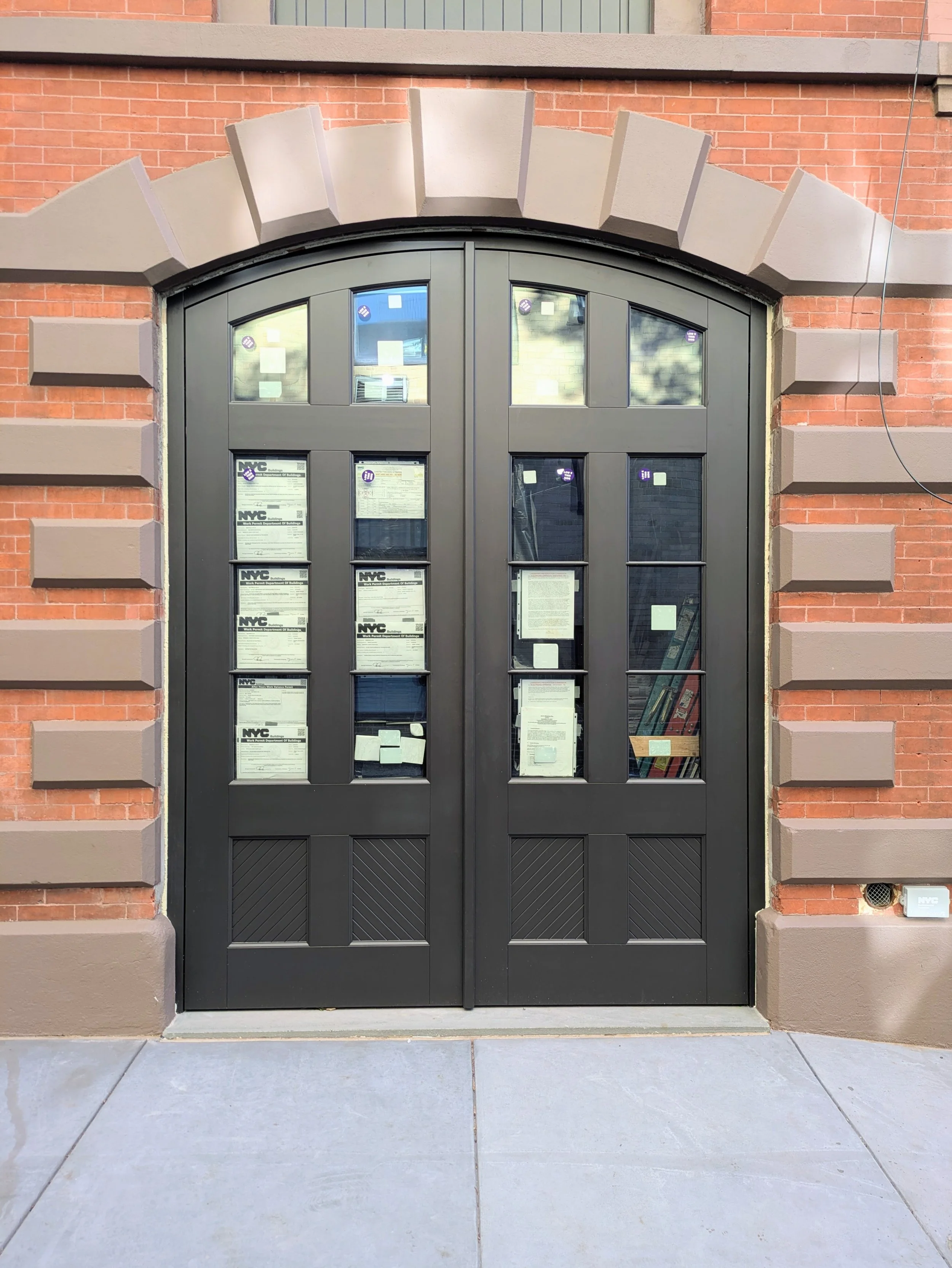 Carriage house door in Brooklyn, NYC for ahigh-performance passive house project (Passivhaus)
