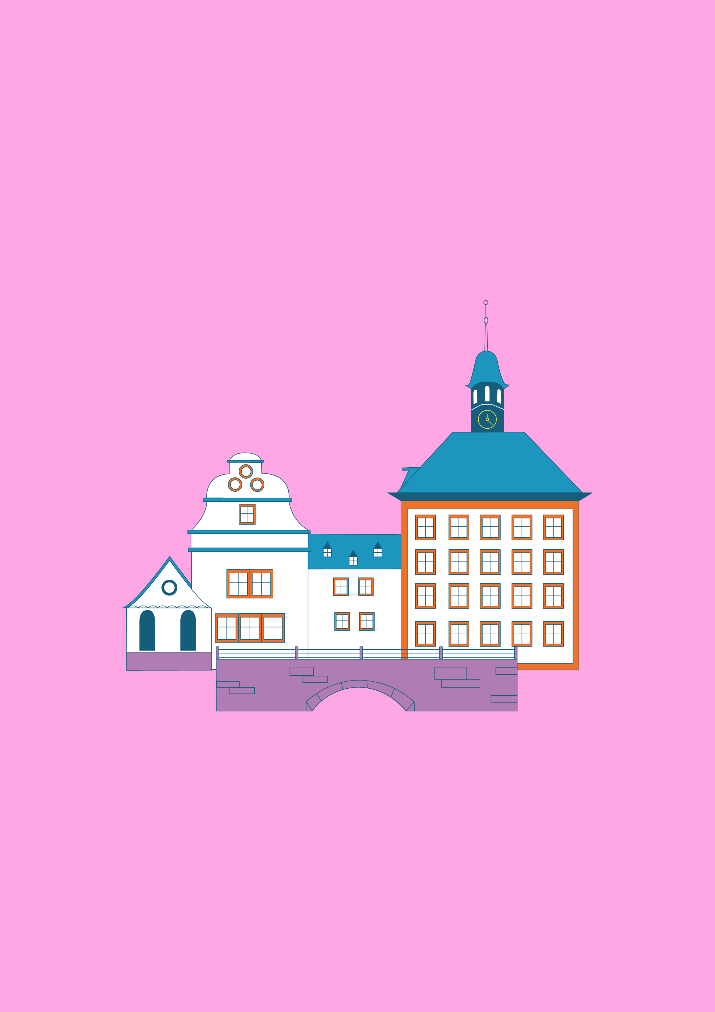 GIF of Weimar buildings  - illustration - Anne Sophie Engelhardt - A Human Agency - illustration agency - London