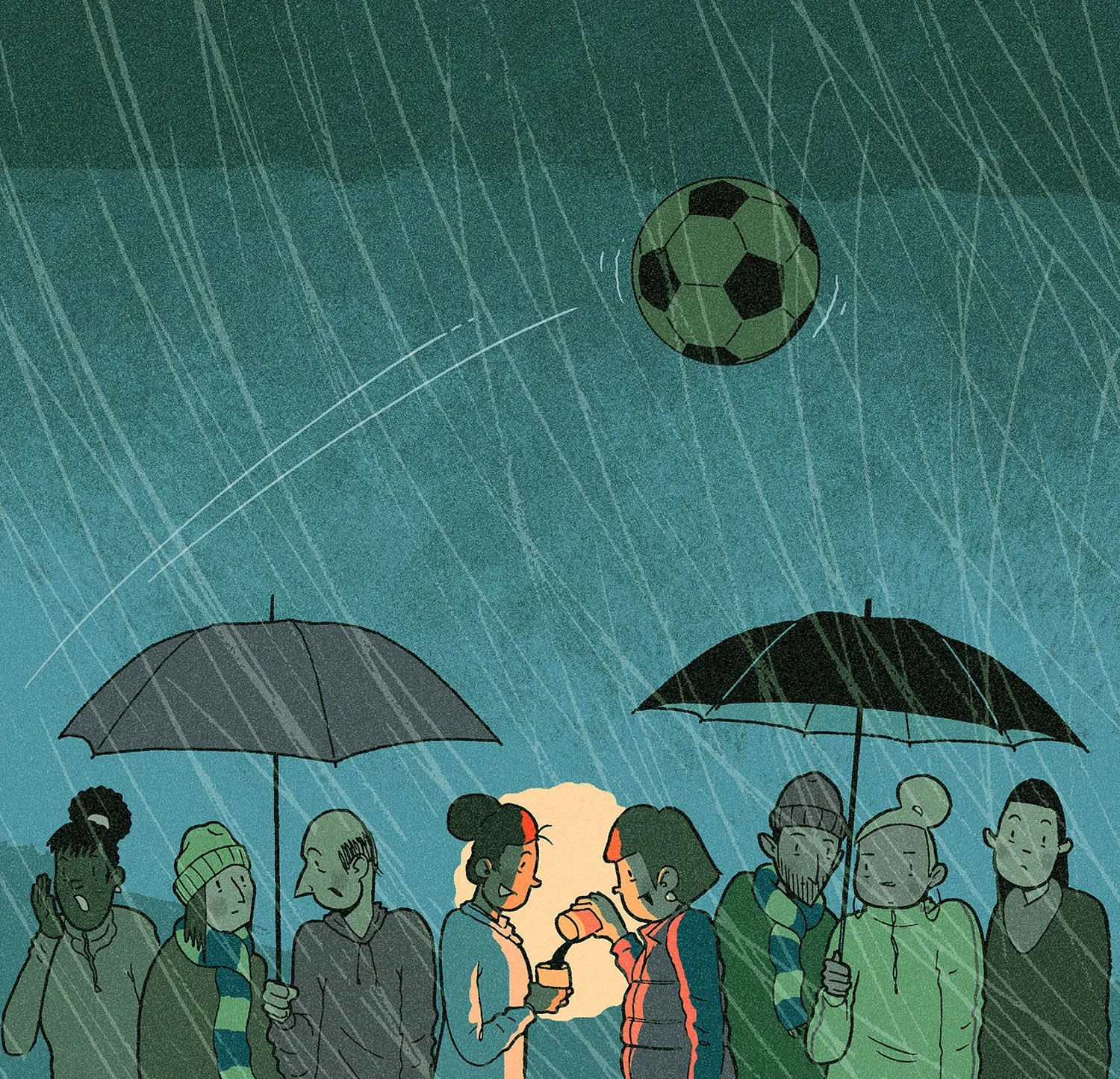 Illustration of parents watching football - soccer moms - illustration - Tintin - R. Fresson - A Human Agency - illustration agency - London