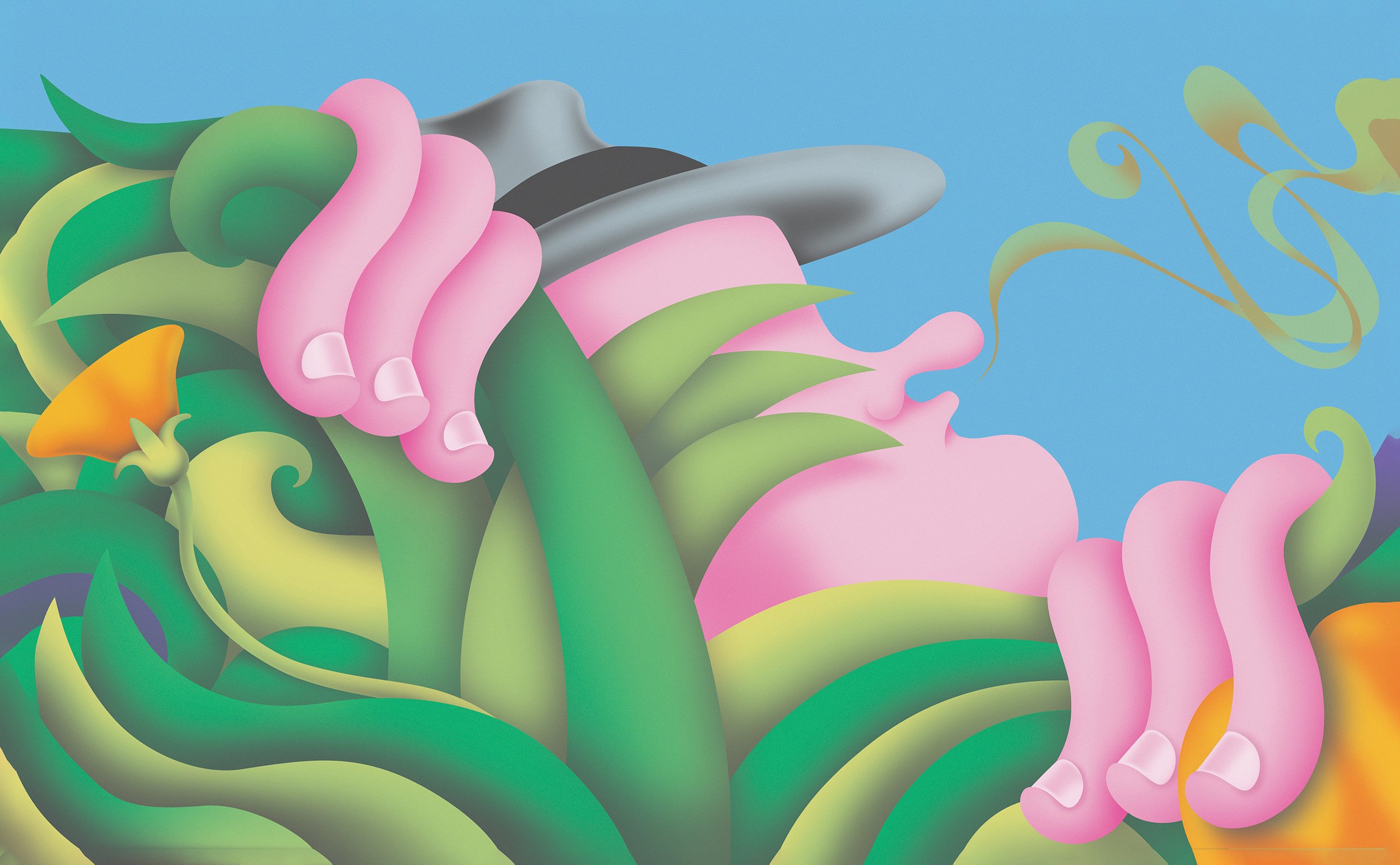 Illustration of a detective in a bush - botanical illustration - Miléna Bucholz - A Human Agency - illustration agency - London