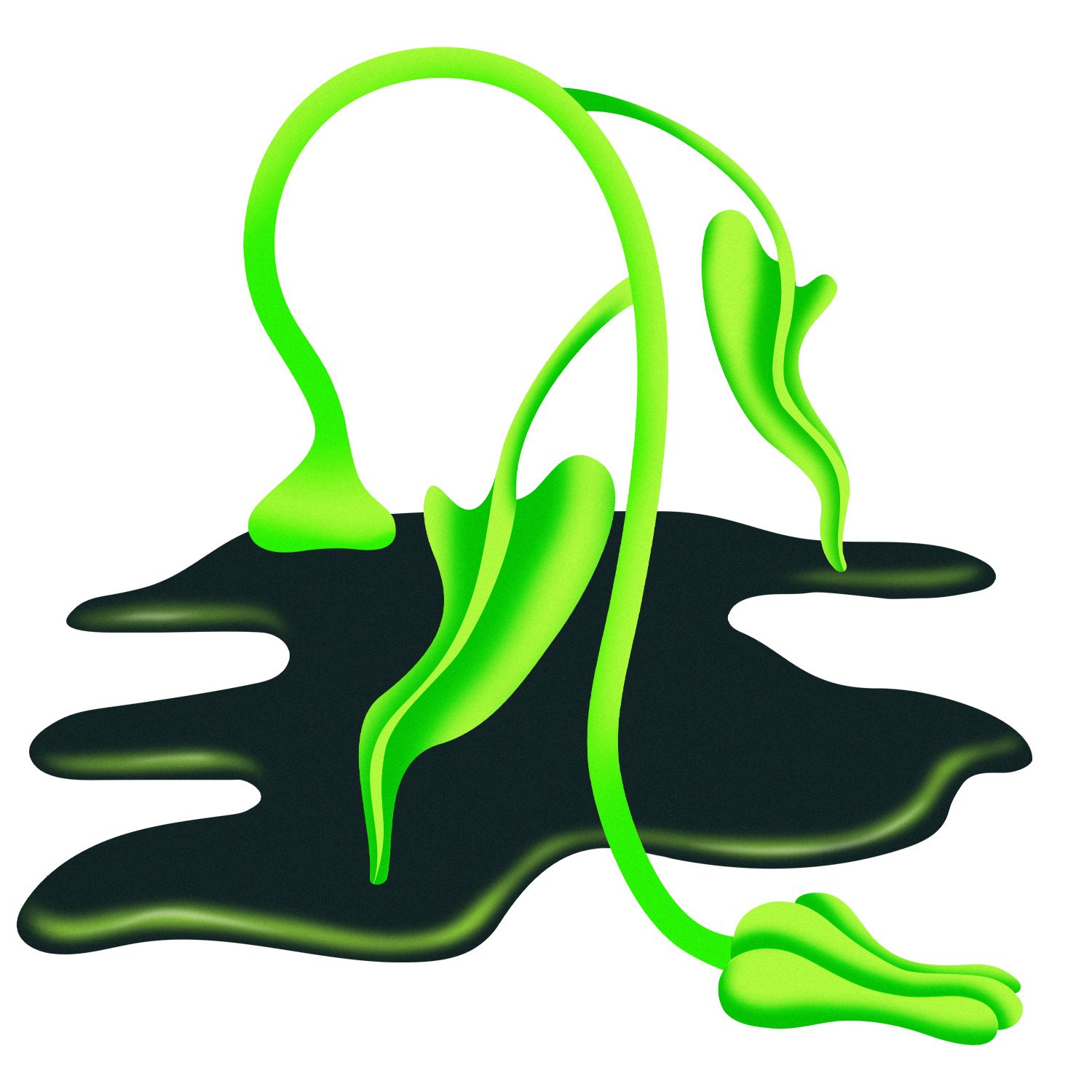 Illustration of dead flower in oil pool - botanical illustration - illustration - Miléna Bucholz - A Human Agency - illustration agency - London