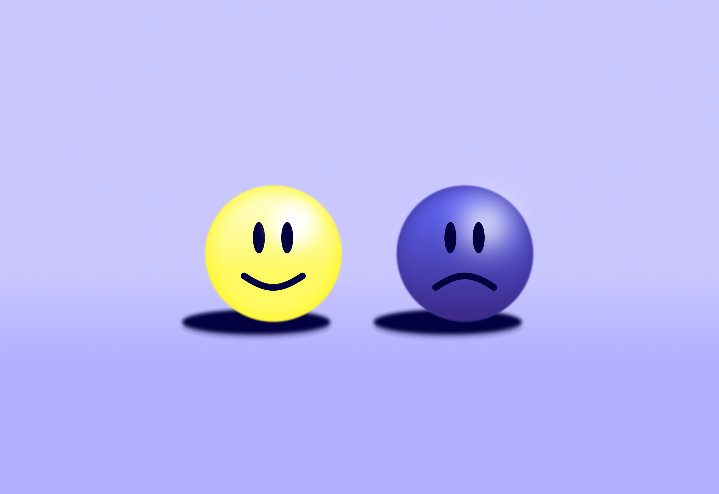 zwei smileys, einer freudig und einer traurig und frustriert
