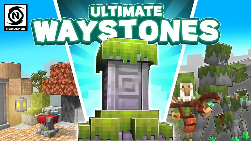 Ultimate Waystones is the best and most viral Minecraft Marketplace addon out there for free teleportation across your worlds and dimensions