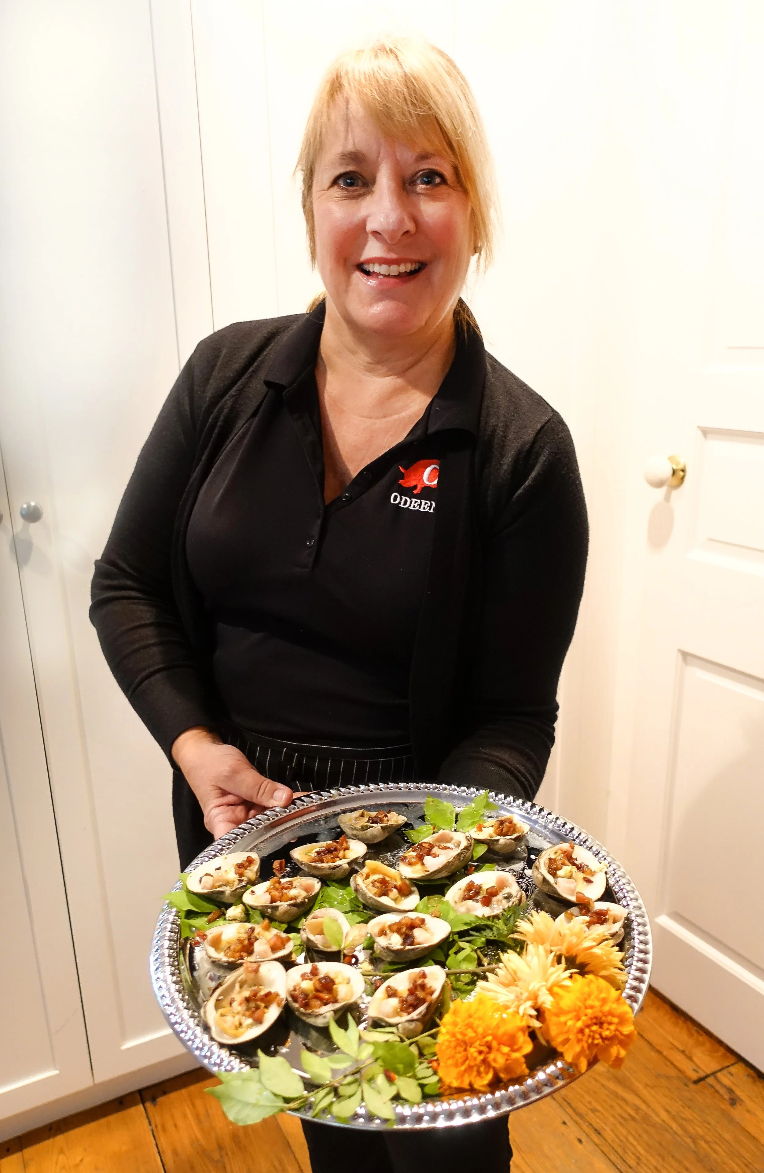Grilled littleneck clams with pancetta, BBQ catering appetizer