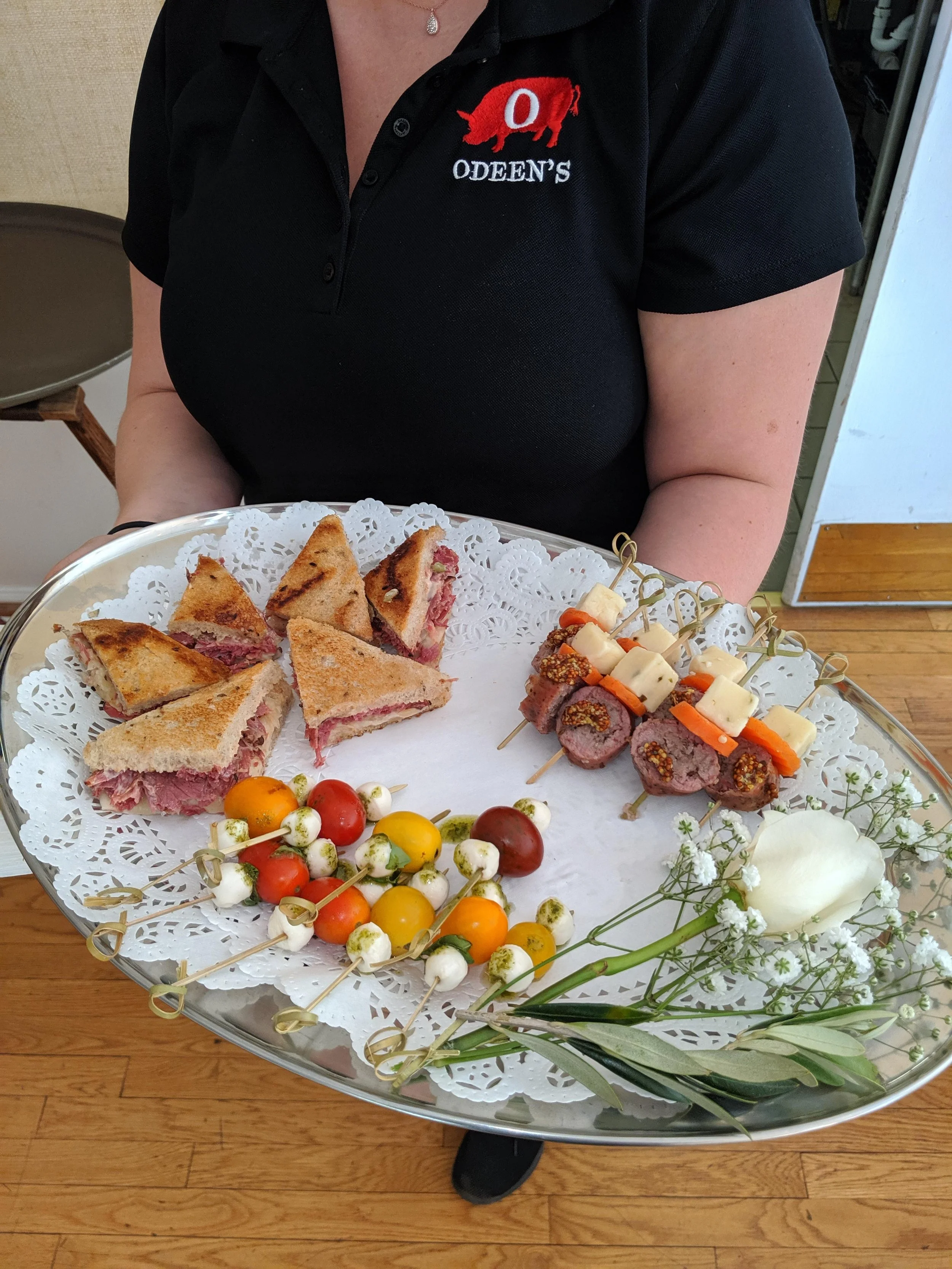 Mini catering bites for bride and groom during wedding cocktail hour