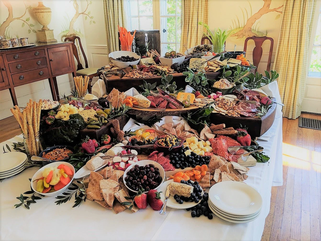 Lavish grazing table spread, corporate and wedding catering