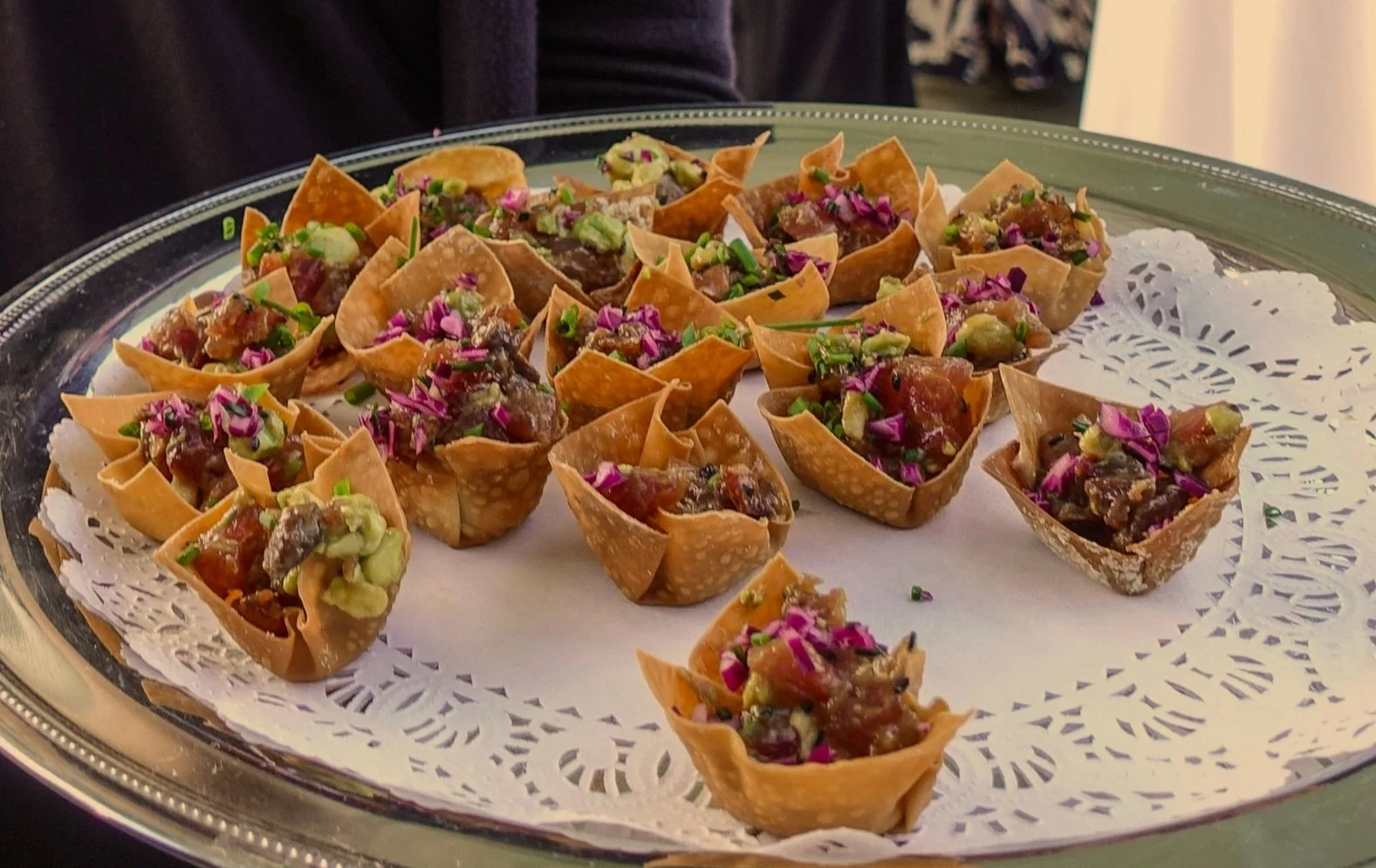 Sushi-grade tuna tartare bites, wedding appetizer catering