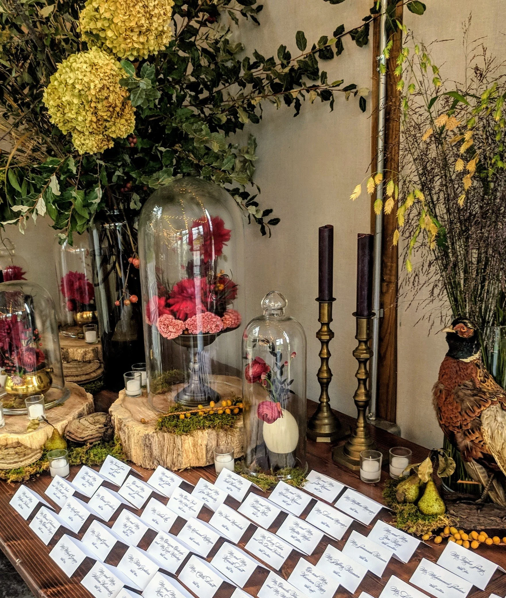 Wedding welcome table with guest place cards