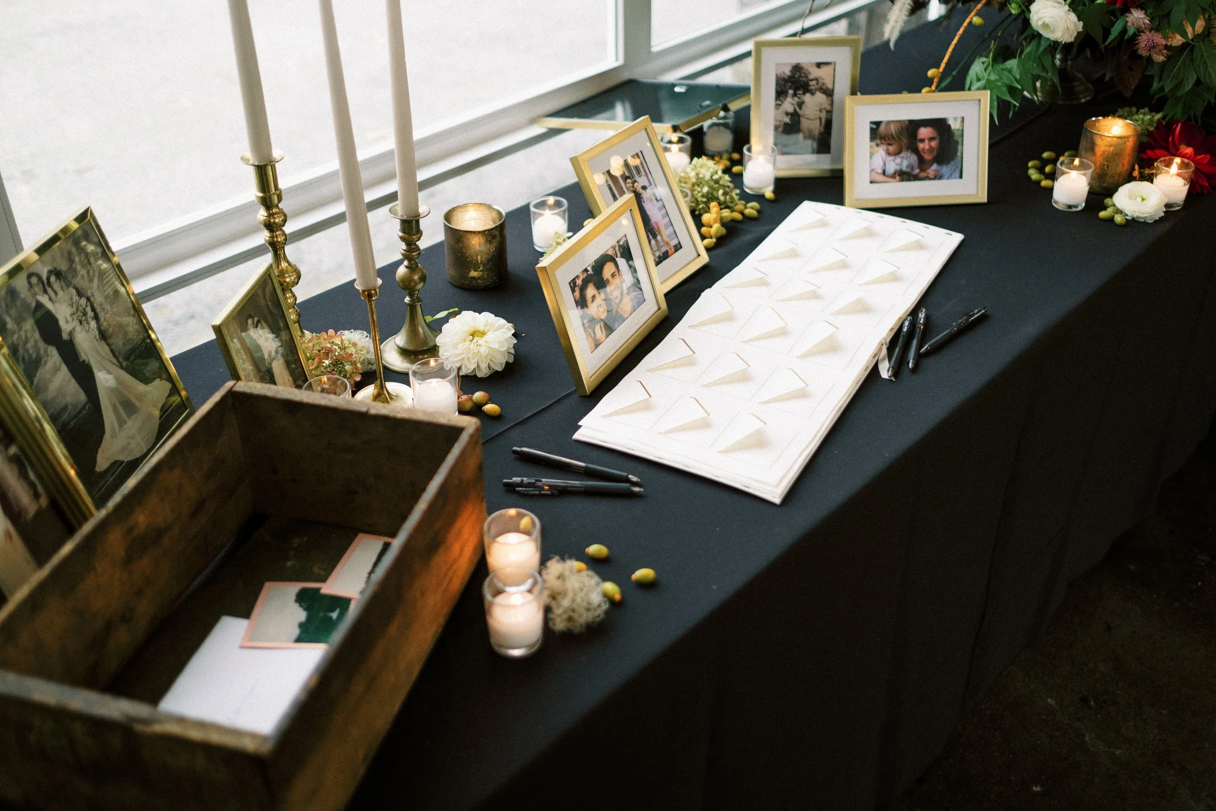 Personal family tribute table at wedding
