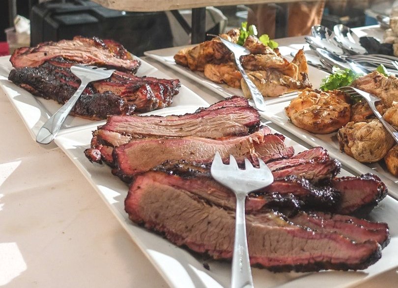 Shared platter catering service with grilled meats