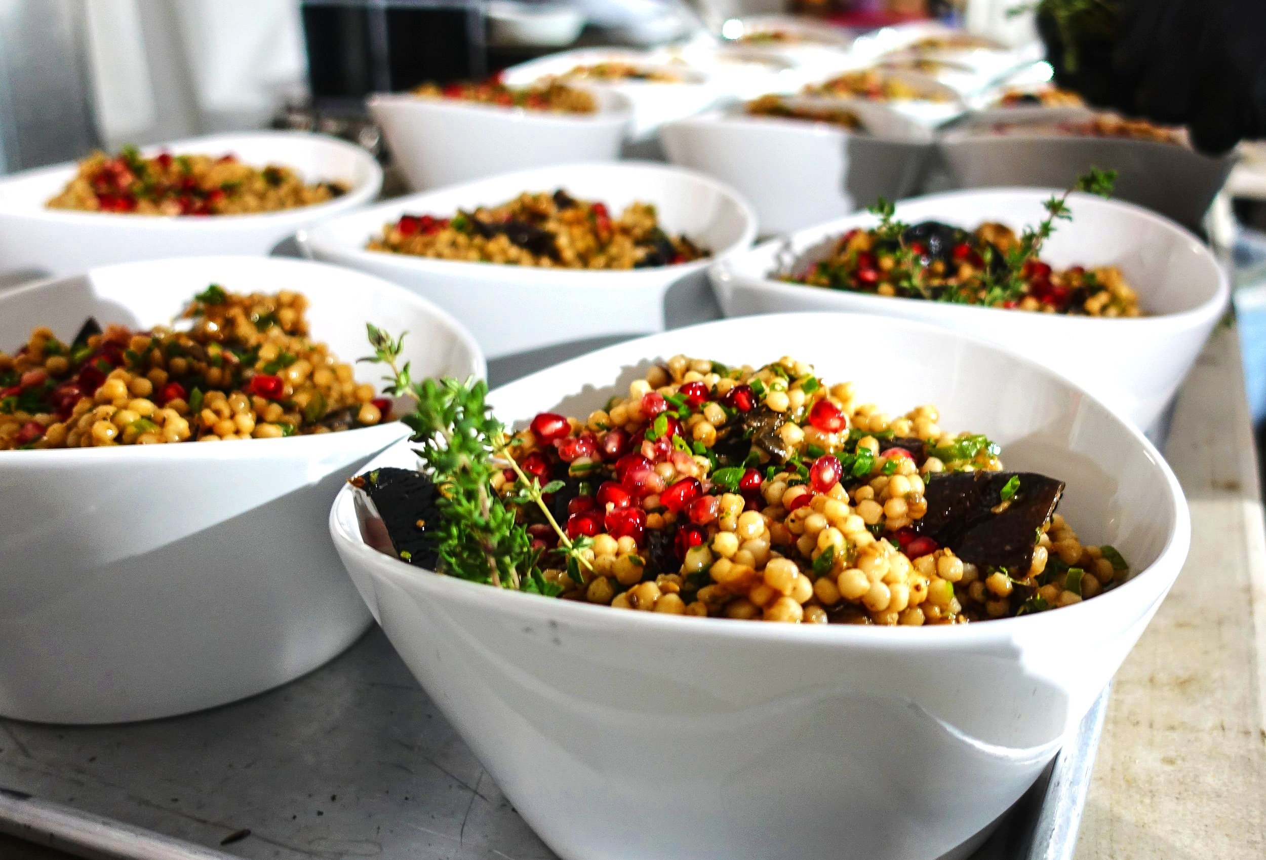 Salad bowls set for table service catering