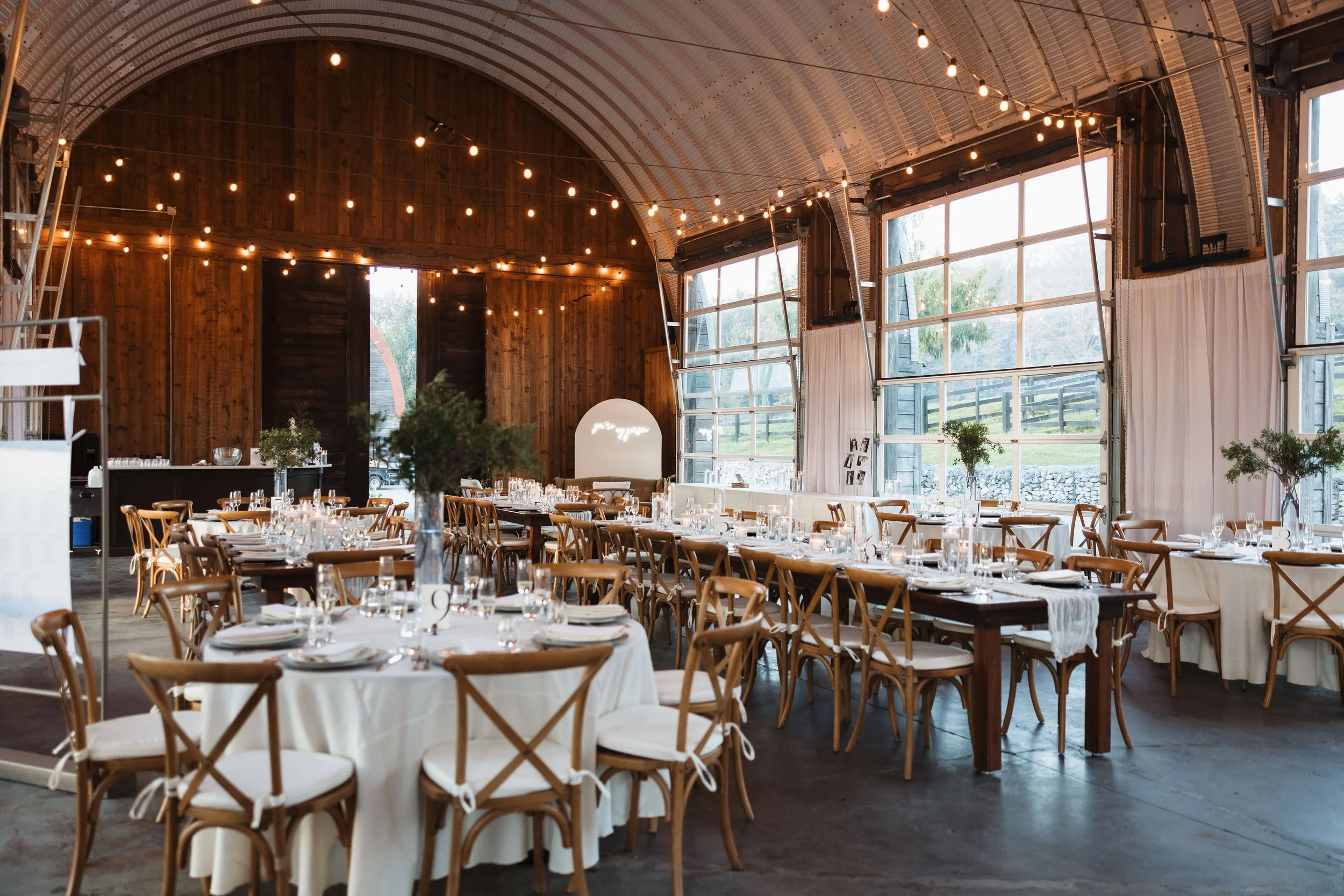 Wedding setting of Jake and Jenna's wedding in Kirby Hill Farm hosted by Odeen's Catering