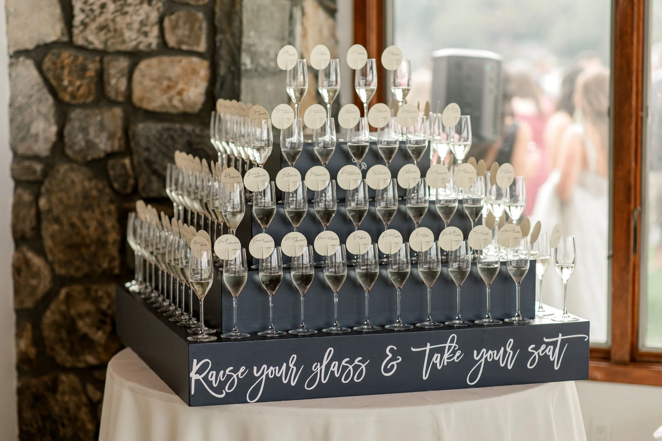 Cocktail hour set up by Odeen's Catering