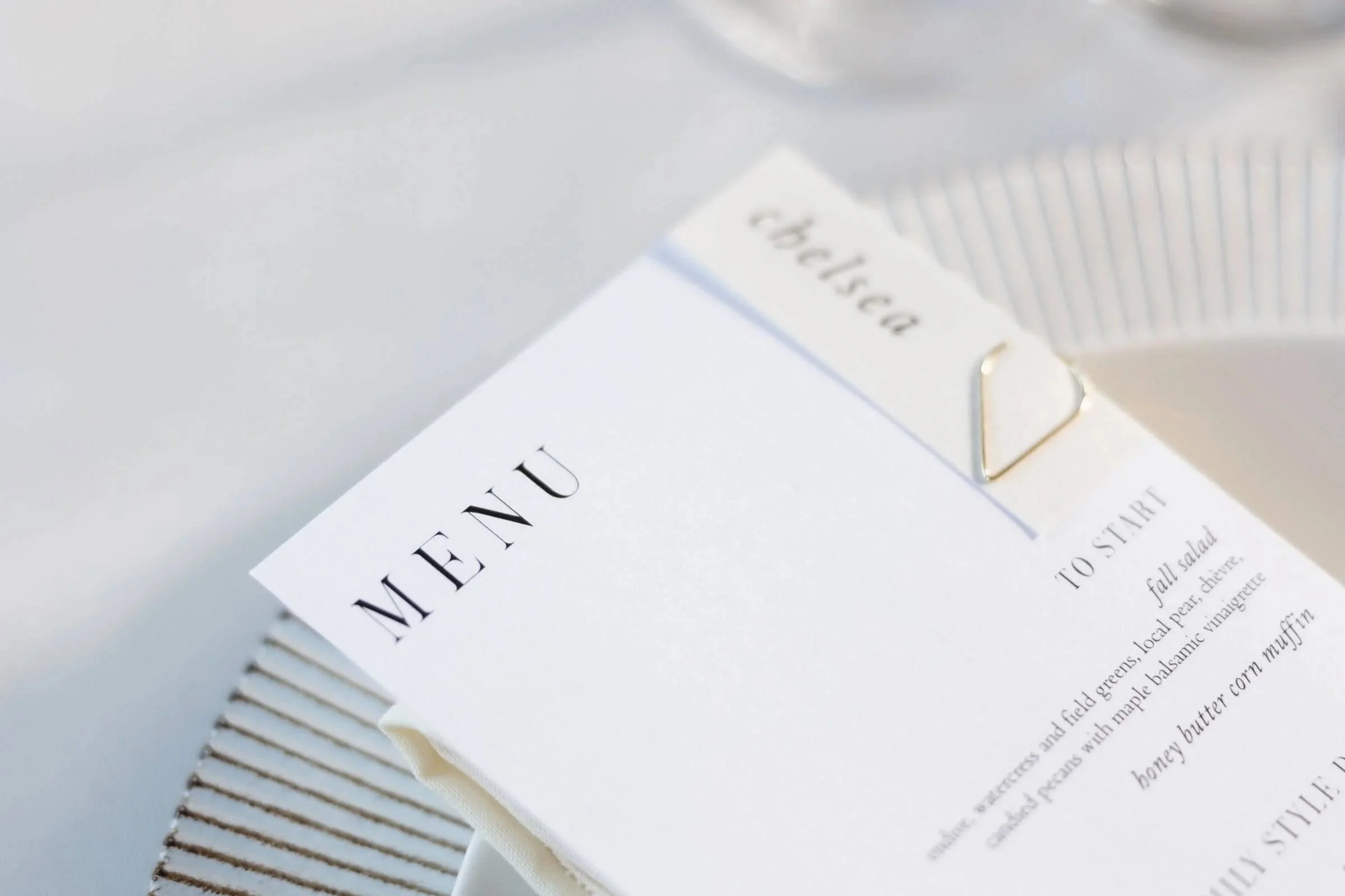 Jake and Jenna's wedding menu at Kirby Hill Farm
