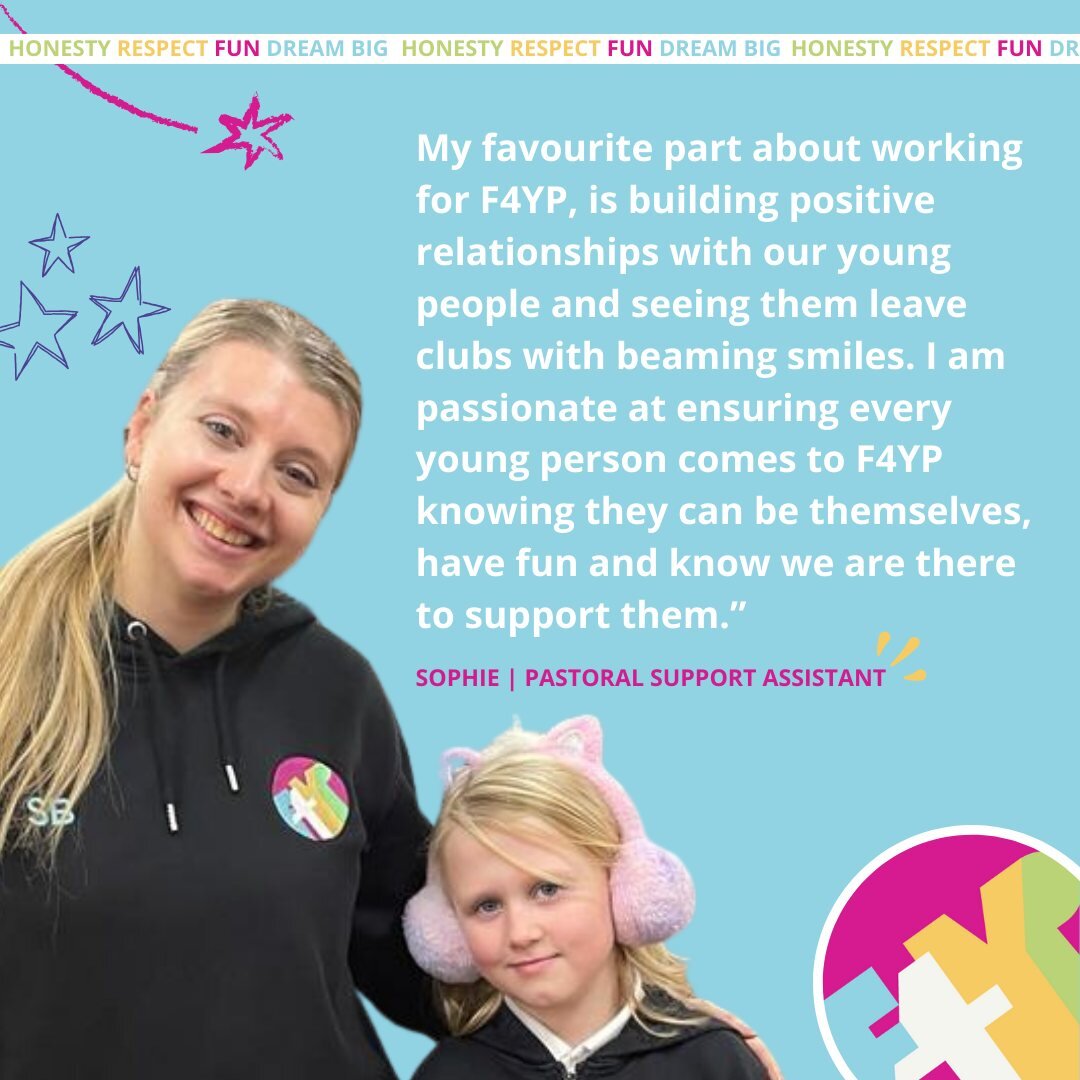 Meet Sophie, she joined the F4YP as a dance tutor and is now part of our awesome pastoral team

When it comes to running Holiday and After School Clubs, we couldn&rsquo;t do it without a team of extraordinary Tutors, Assistants &amp; Volunteers.

At 