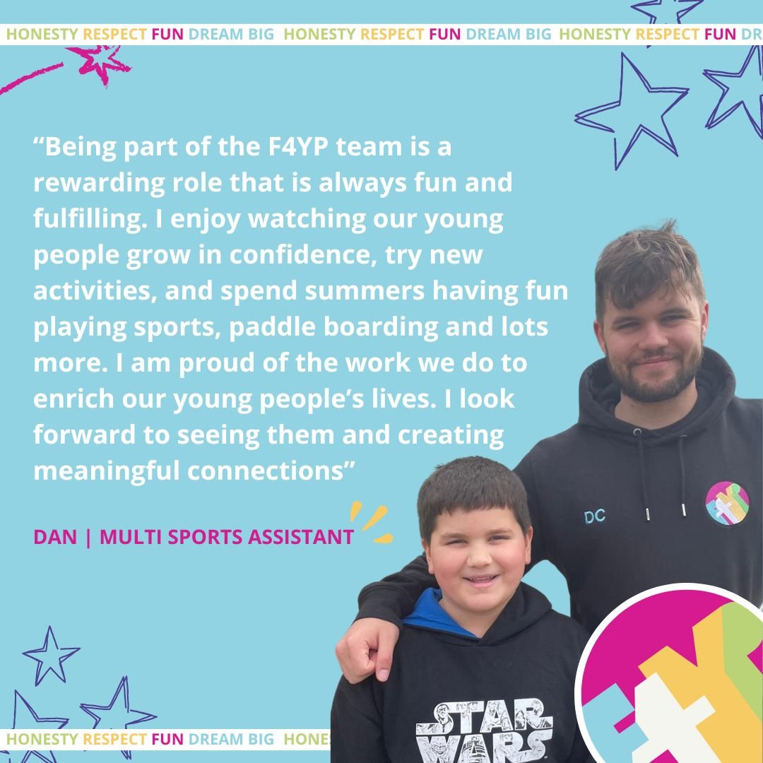 Meet Dan, our awesome Multi Sports Assistant who has been part of our team for 4 years! 

When it comes to running Holiday and After School Clubs, we couldn&rsquo;t do it without a team of extraordinary staff and volunteers. 

At F4YP, we run after s