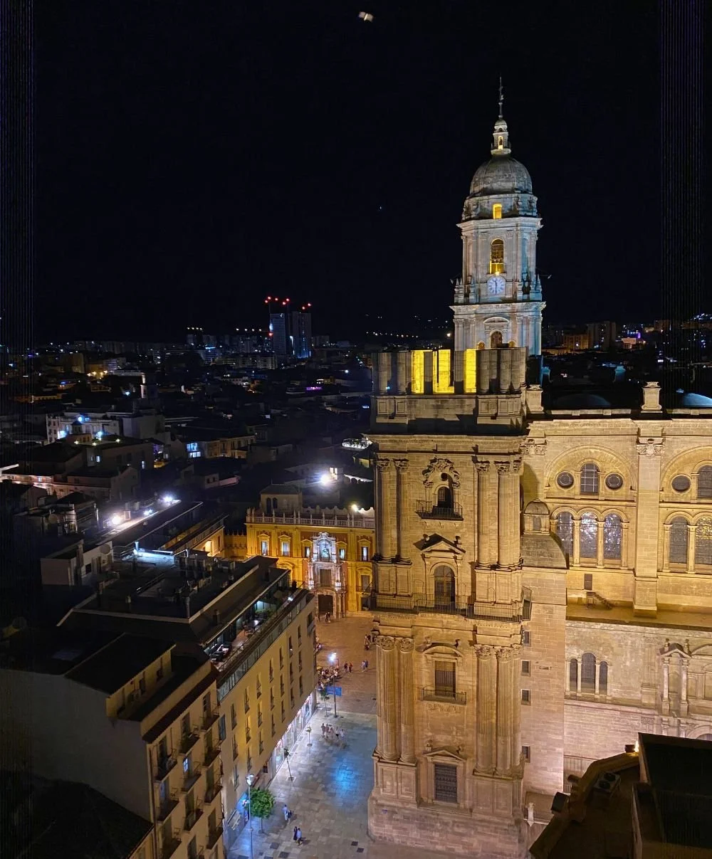 View of Malaga cathedral from from AC Marriott Palacio Hotel.jpg