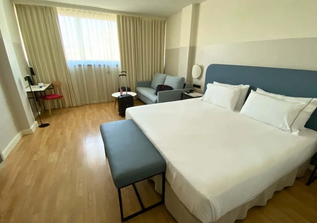 Interior of a double hotel room in Hotel Eurostars Malaga