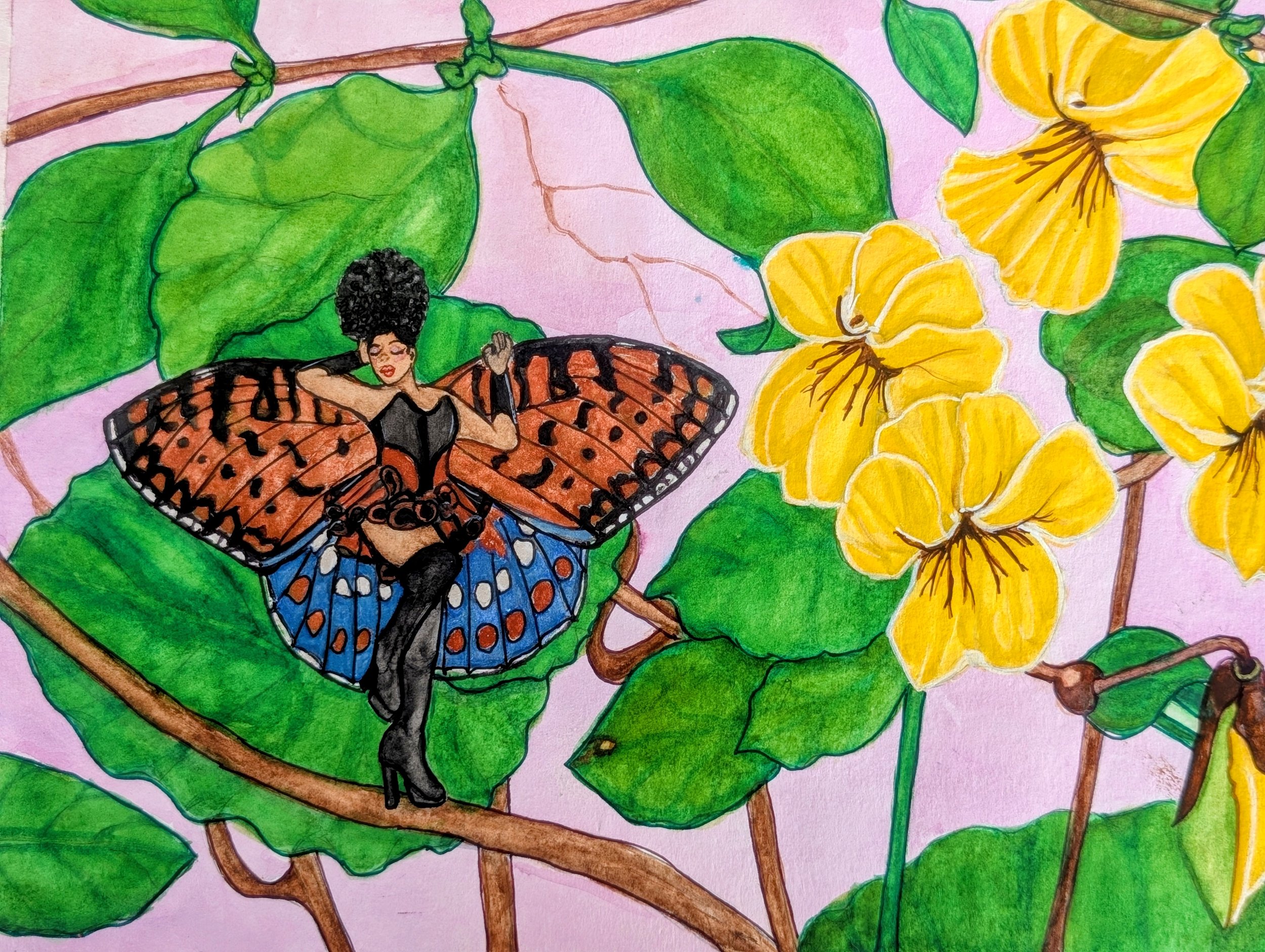 Extinction Date:  2024 Philadelphia PA
Eastern Regal Fritillary (Speyeria idalia)
Food Plant: Pennsylvania Violet (Viola pensylvanica)
Inspired by:  Sapphira Cristál 