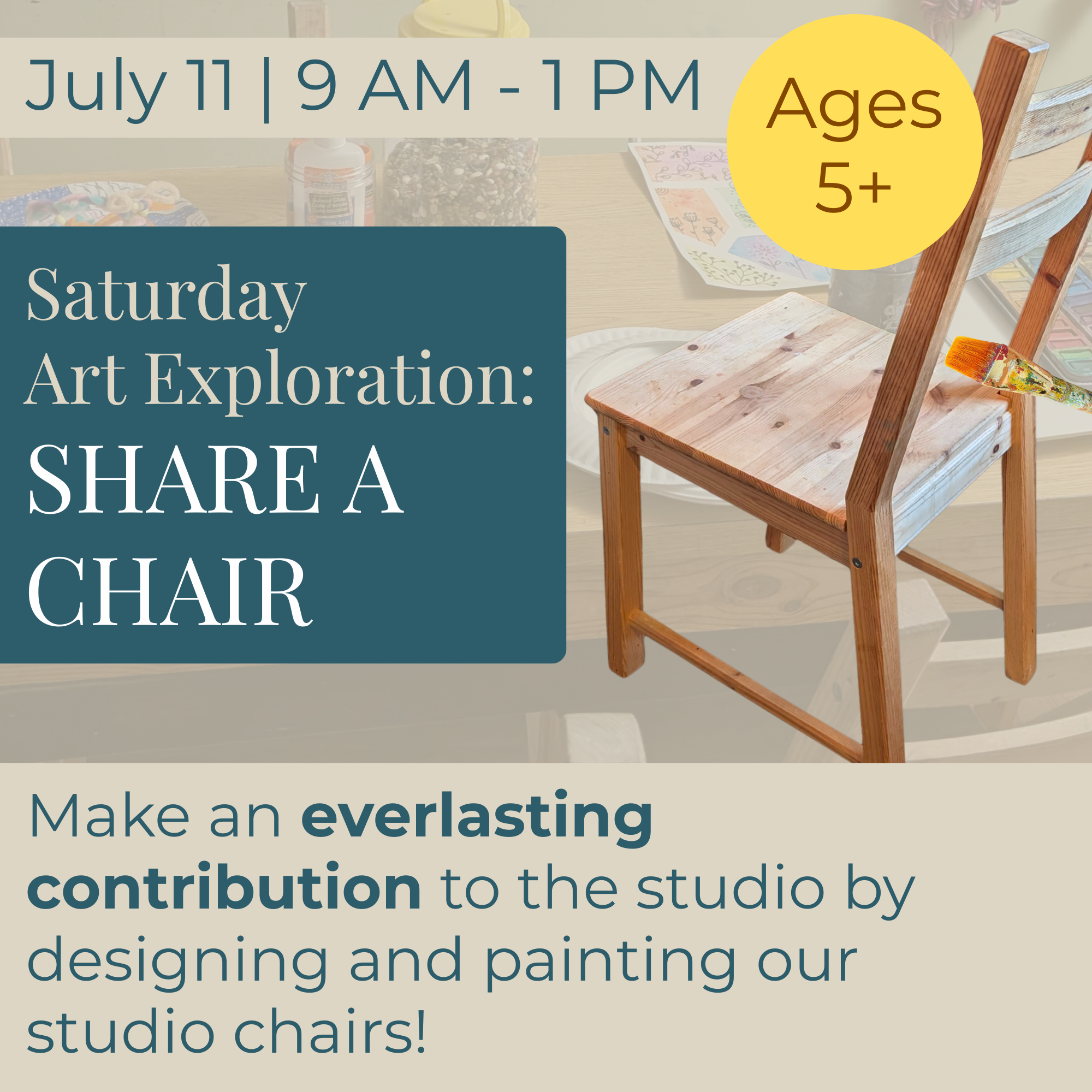 Saturday Art Exploration: SHARE A CHAIR (fundraising event!)