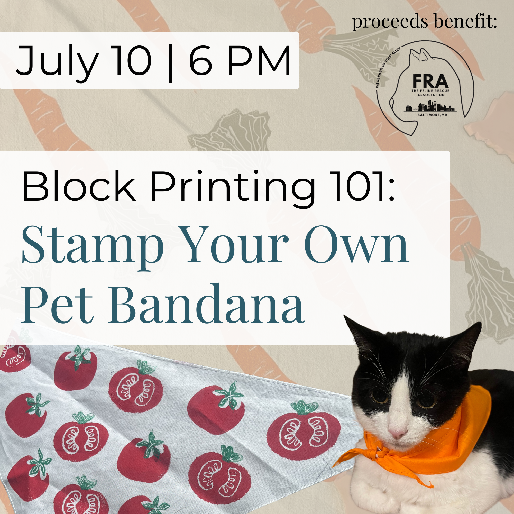 Block Printing 101: Pet Bandana Printing Class