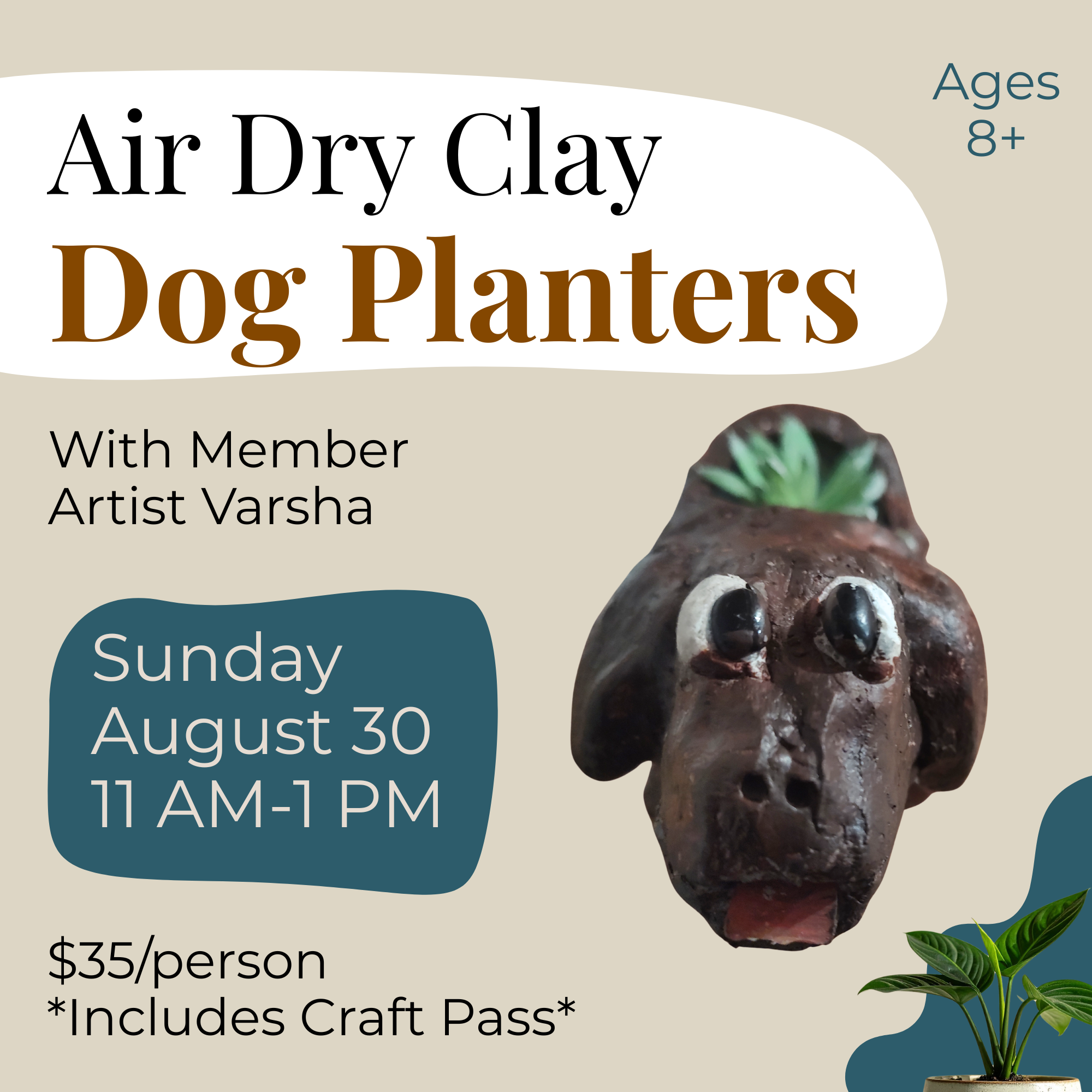 Air Dry Clay Dog Planter Workshop