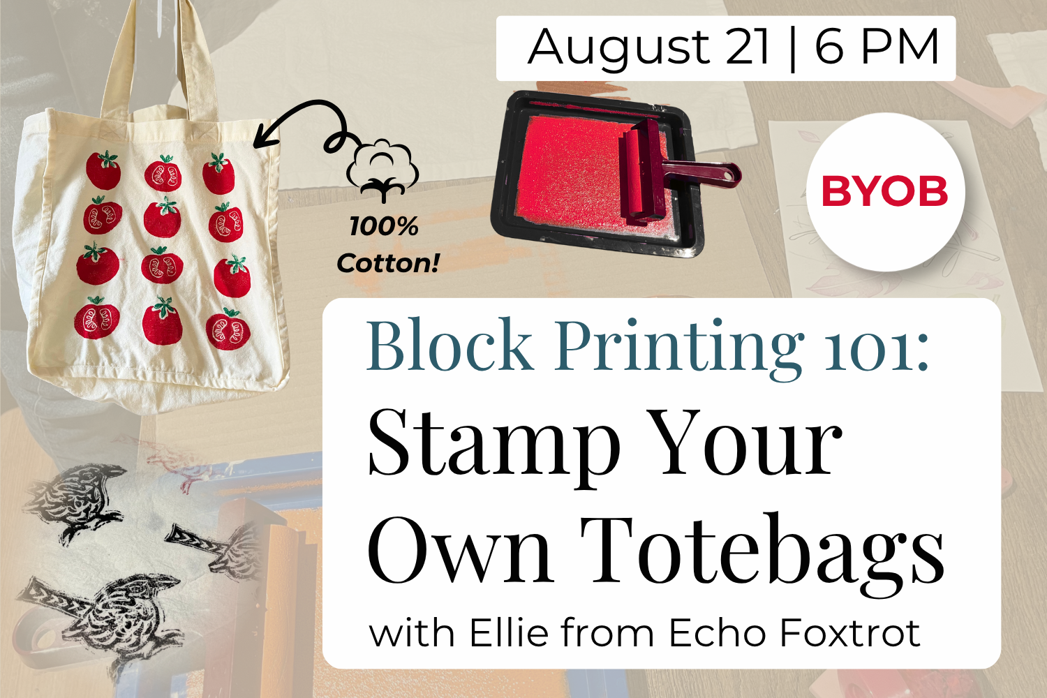 Tote-ally Custom: Block Printing 101 & Print Your Own Totebag!