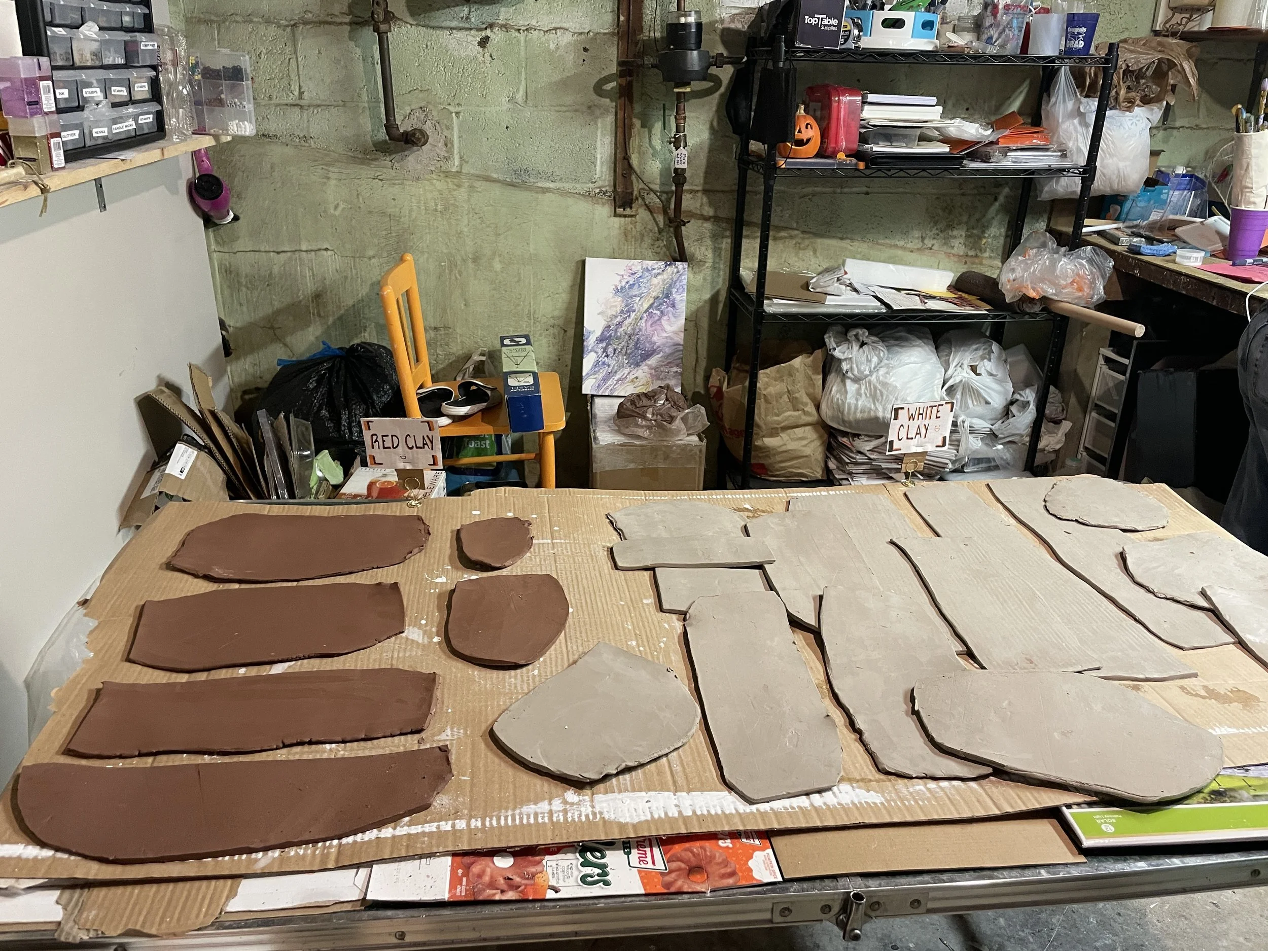 Pre (hand) rolled slabs, ready for the students to come and transform them into wonderful creations!