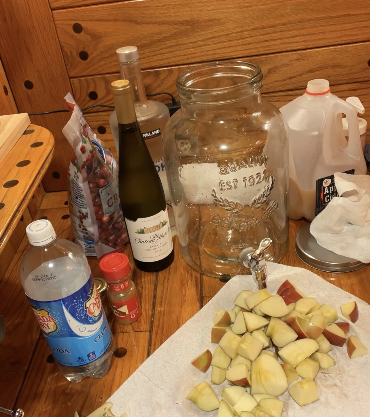The making of our cocktail for the Paint and Sip - Apple Cider Sangria :D