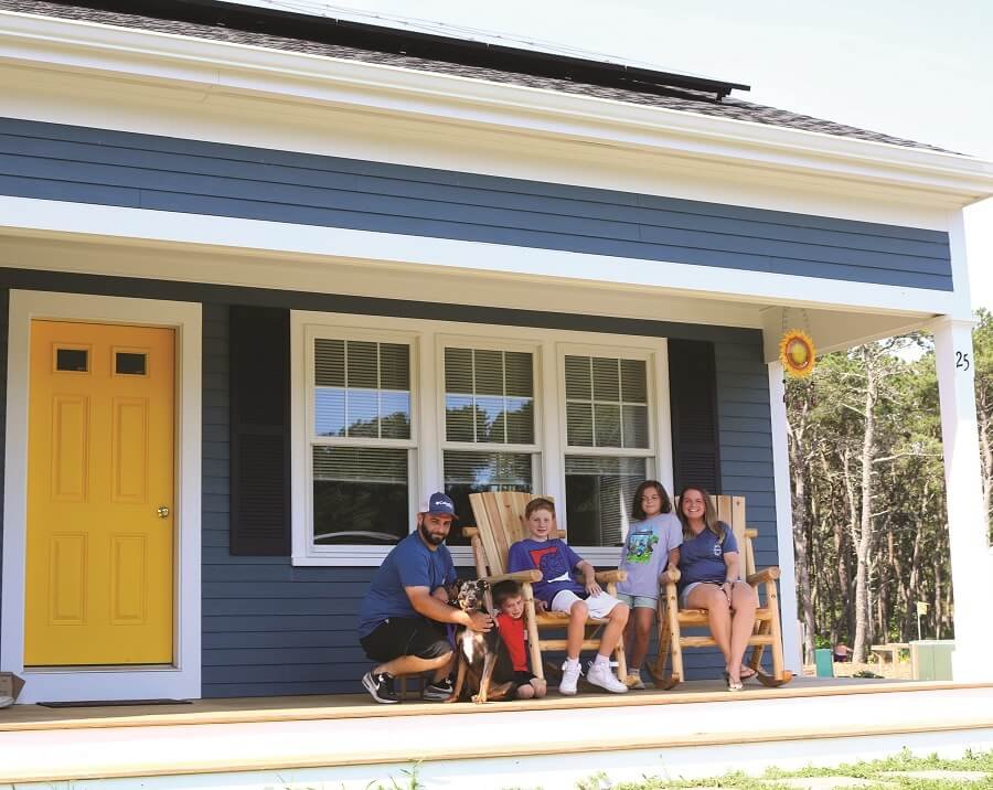 Family in new housing Wellfleet