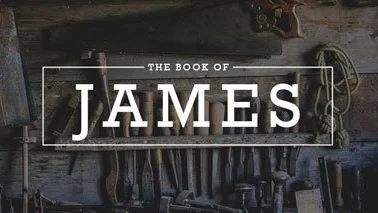 Book cover titled 'The Book of James' with a background of rustic tools hanging on a wooden wall.