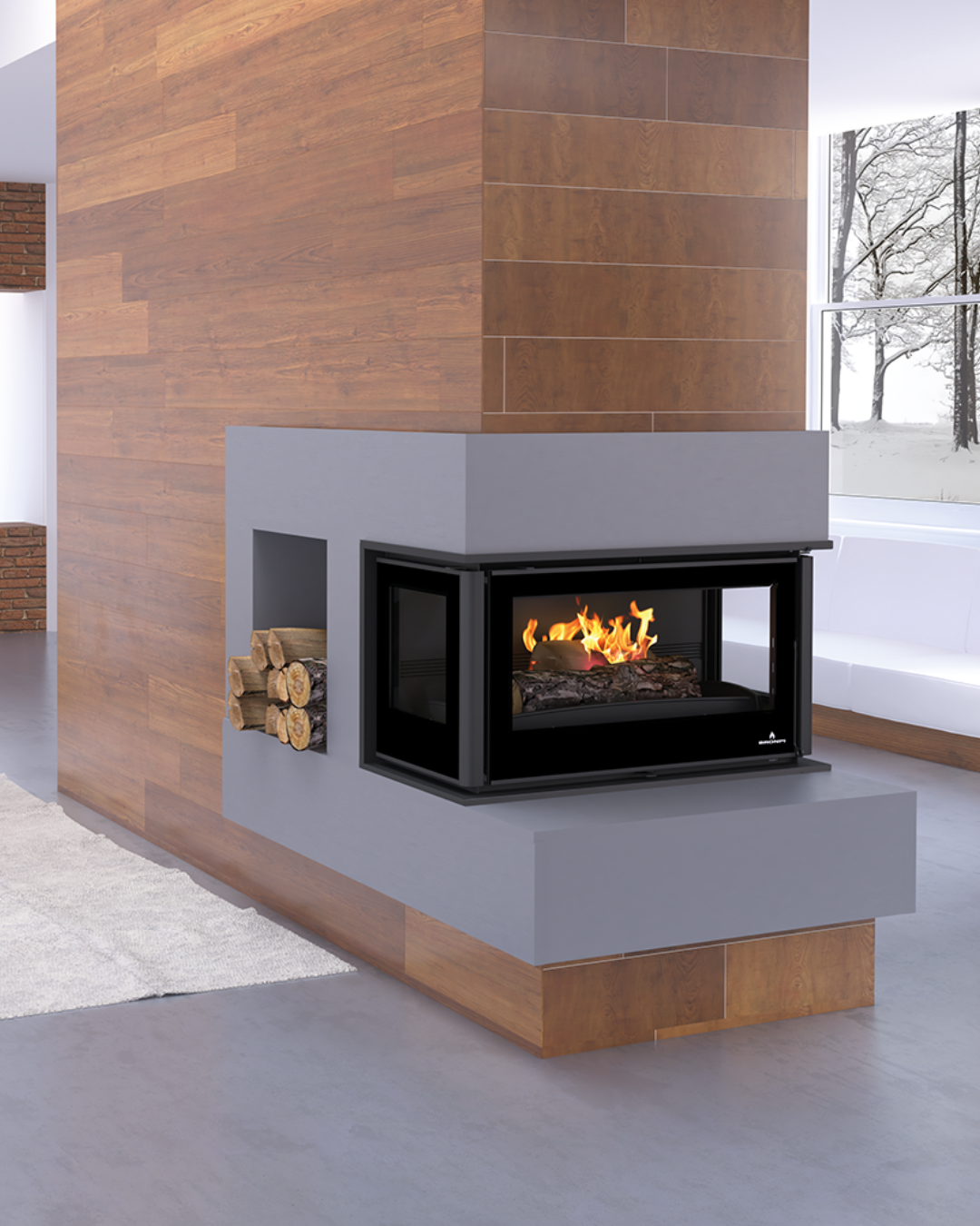 Recuperador de calor a lenha PARIS 90-3C/PARIS 90-3C VISION - Bronpi