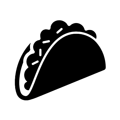 Outline of a taco with filling inside.