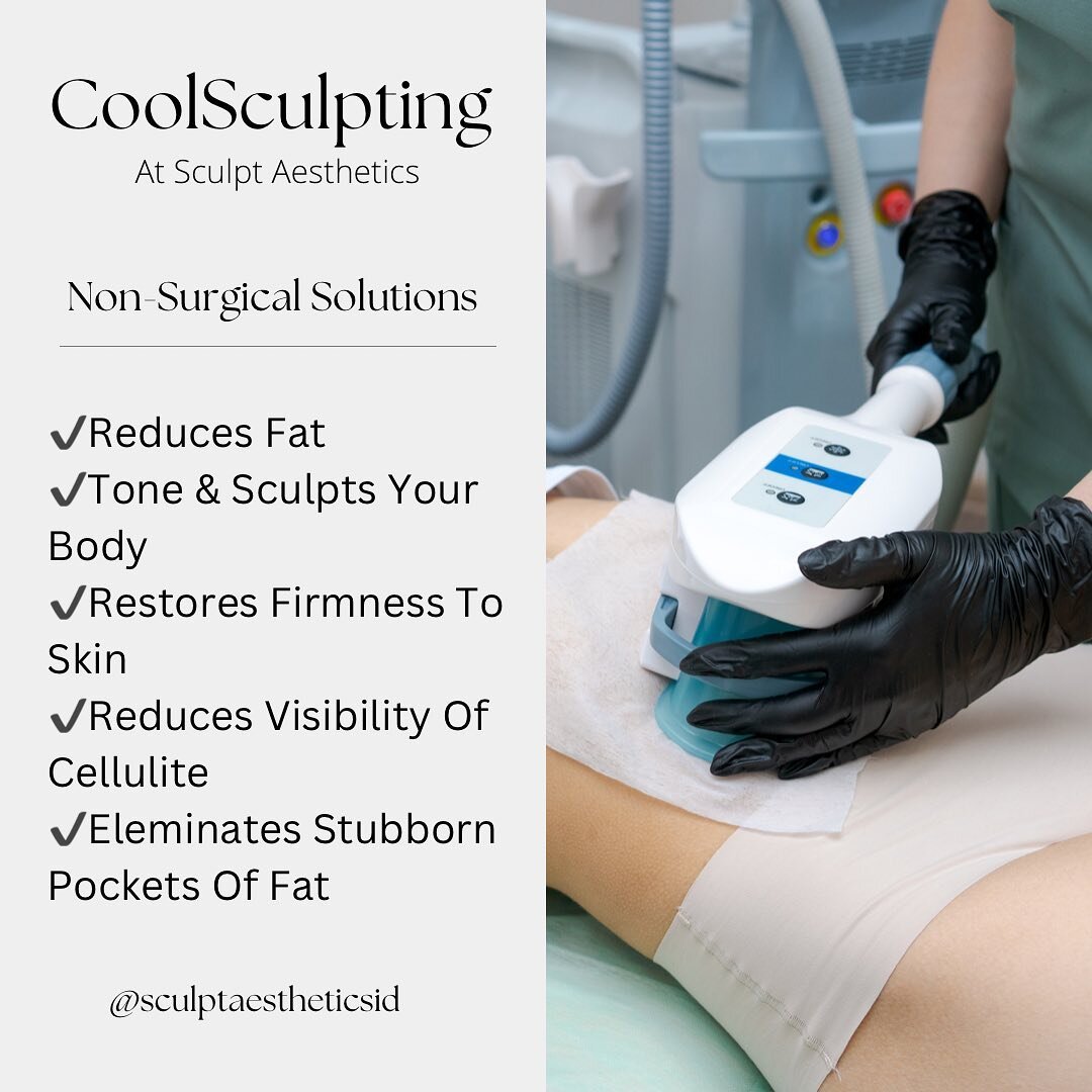 CoolSculpting Solutions💧.

Are you seeking a non-invasive solution to achieve your desired body shape?.

Look no further than CoolSculpting! This innovative service can help you achieve your desired look without the need for surgery. Say goodbye to 