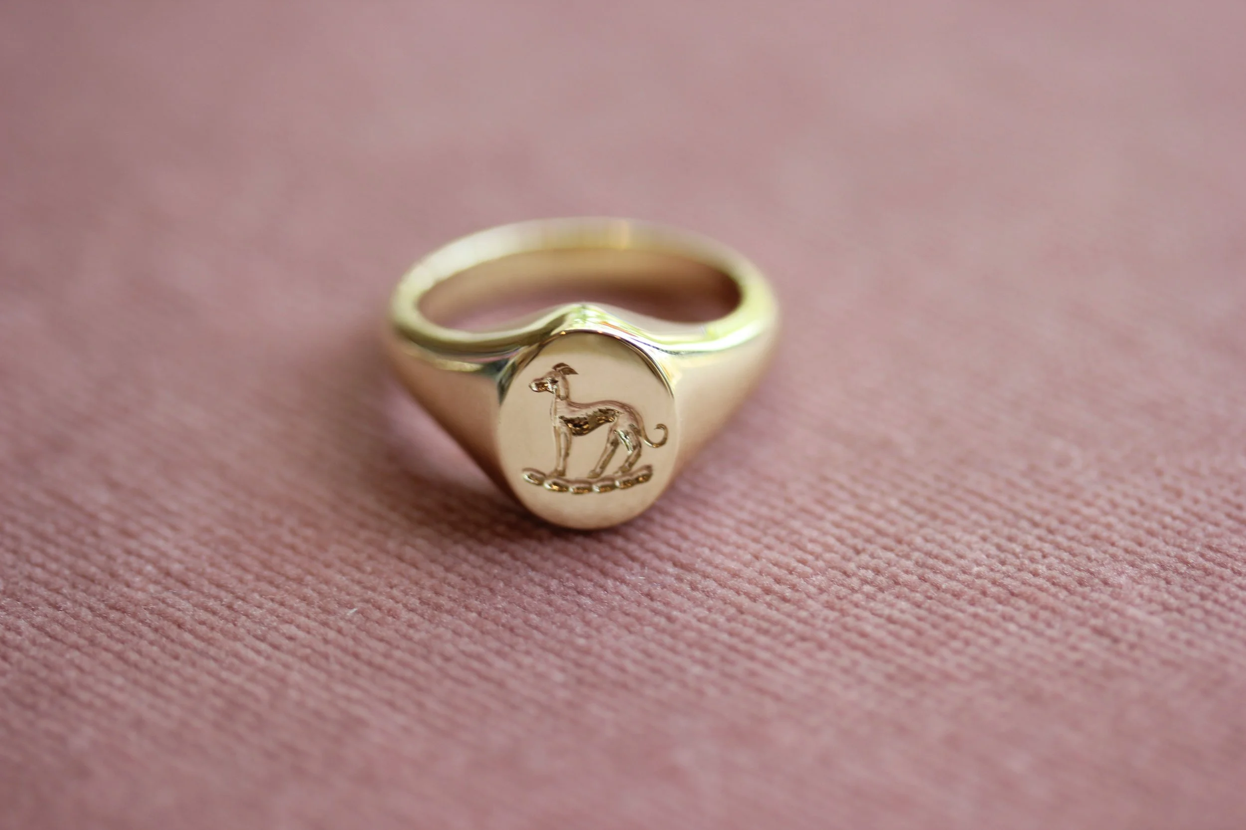 Cat Signet Ring Custom Pet Portrait Signet Ring Caitlyn Minimalist - Main Image